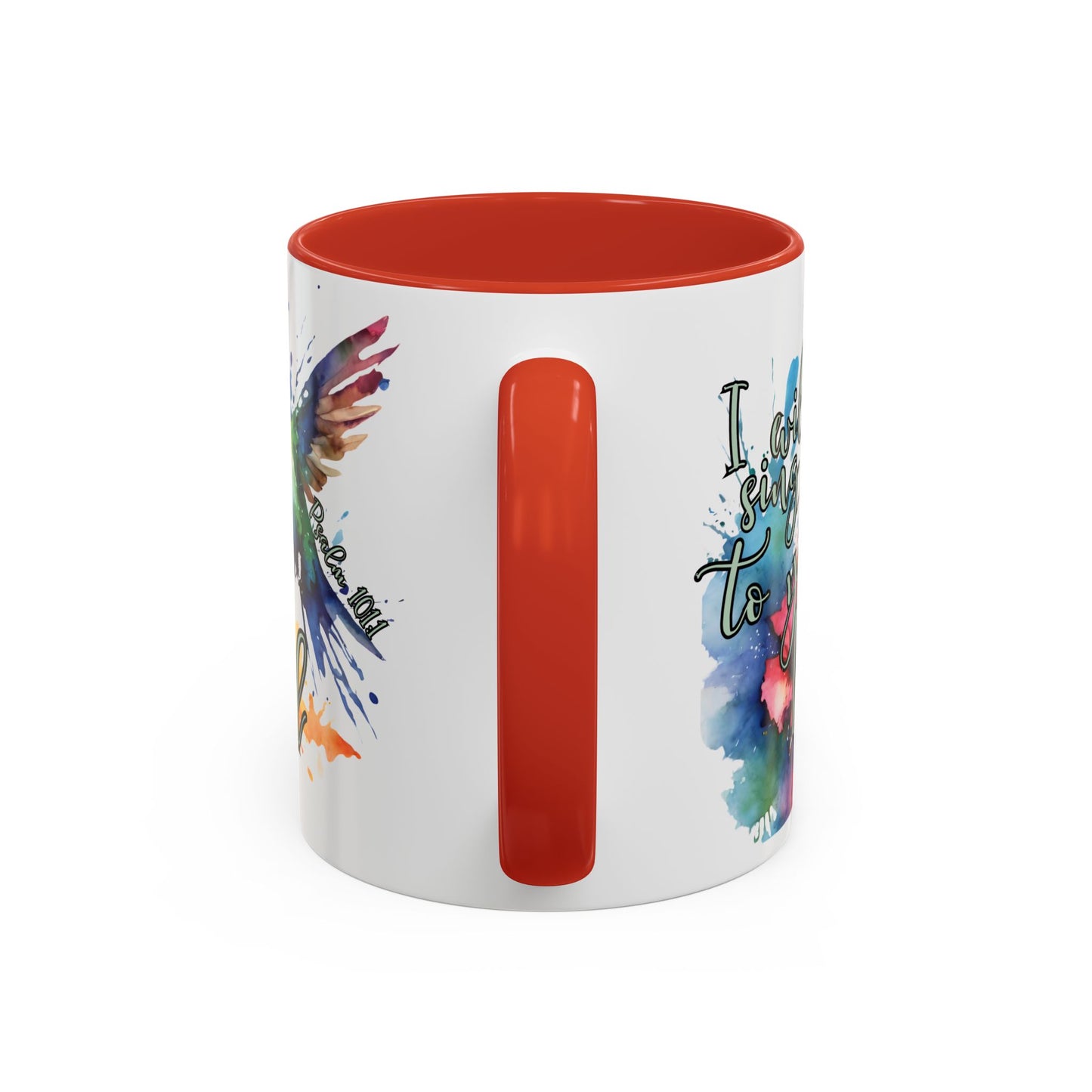 Coffee Mug — 'I Will Sing to You Lord' Watercolor Hummingbird