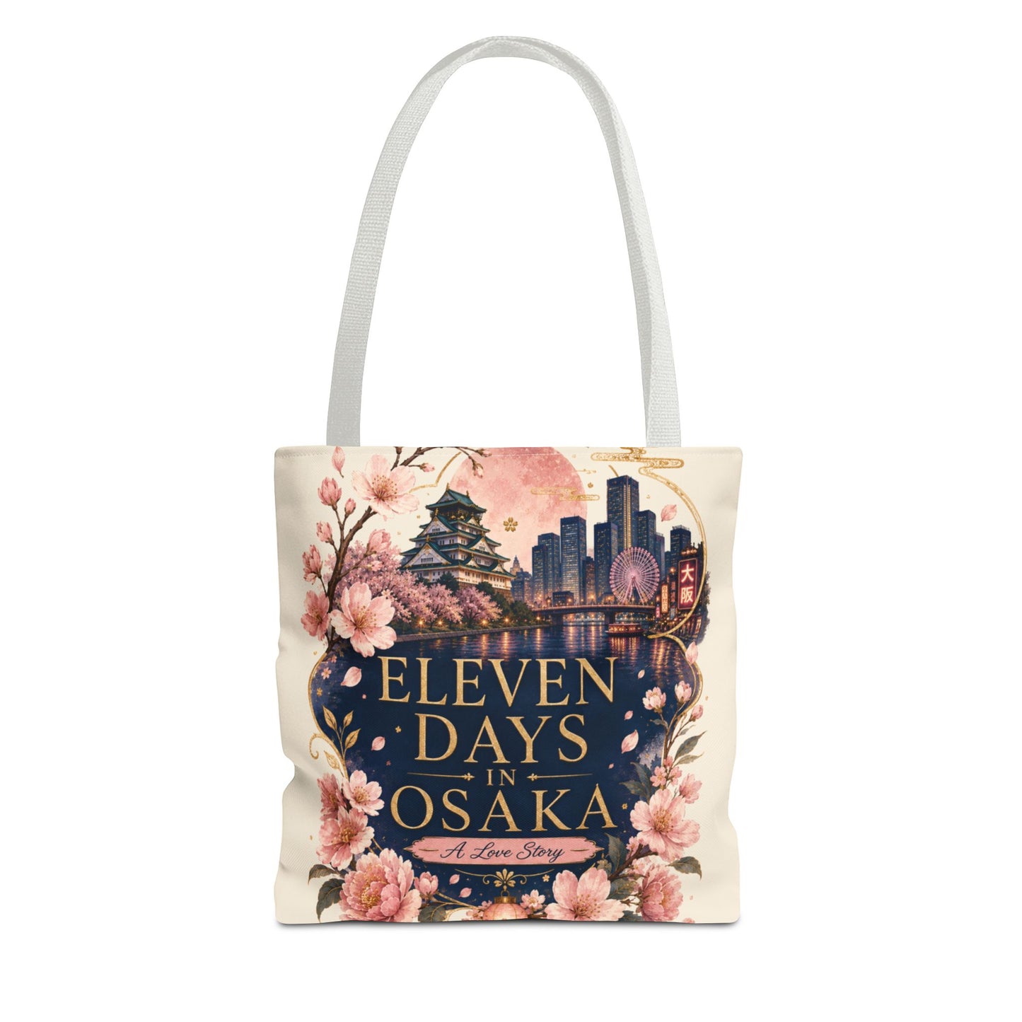 Osaka Travel Tote Bag — "Eleven Days in Osaka" Cherry Blossom Souvenir