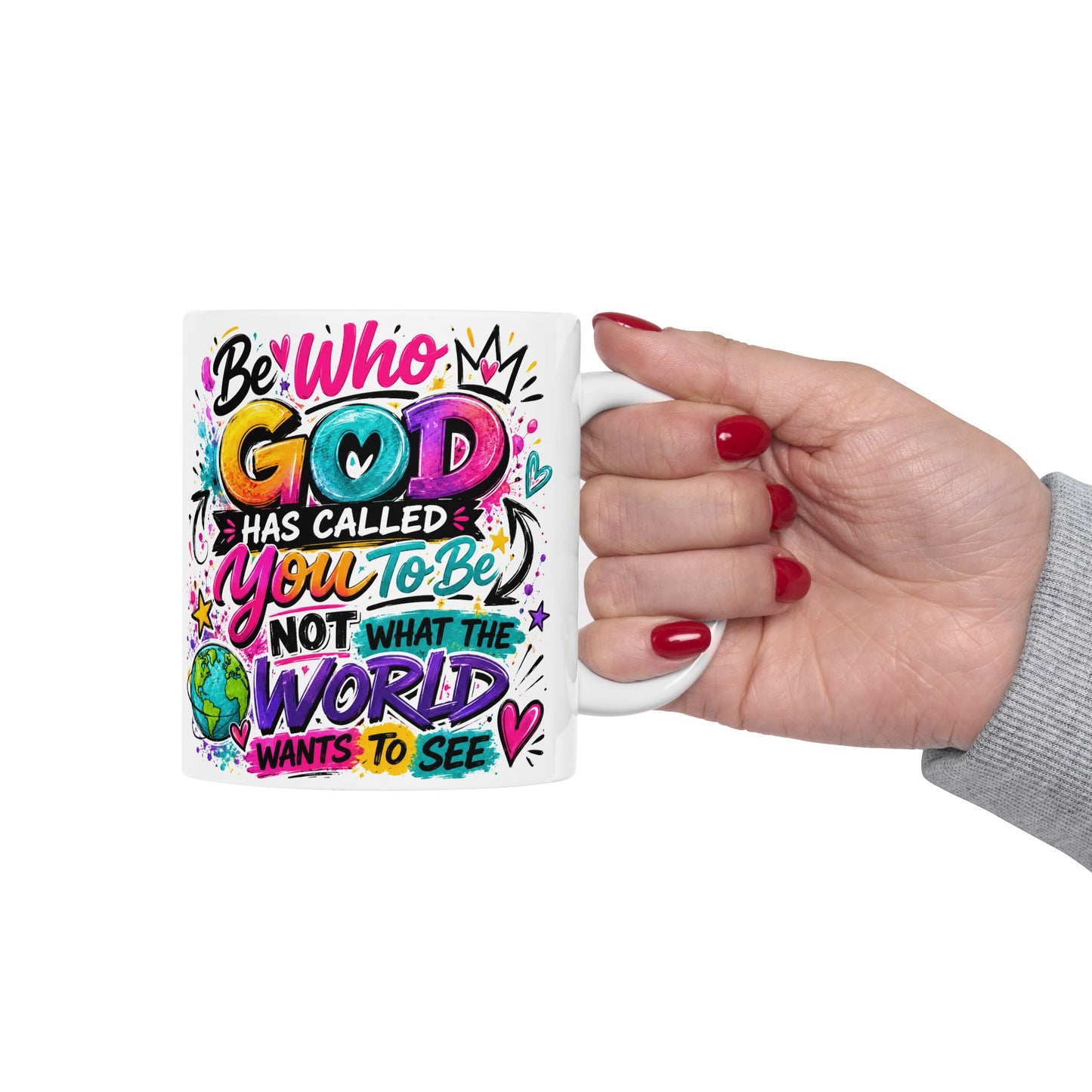 Be Kind to the World Mug | Colorful Positive Quote Ceramic Coffee Cup