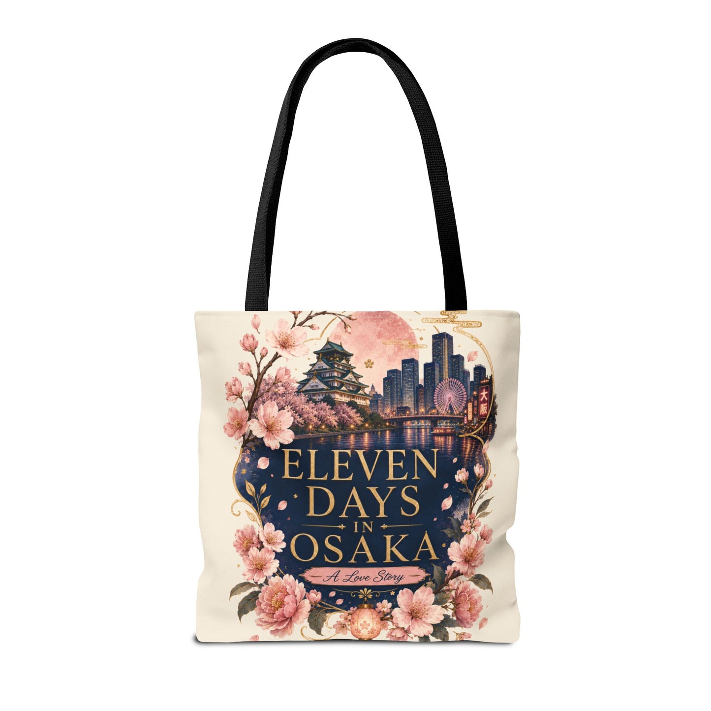 Osaka Travel Tote Bag — "Eleven Days in Osaka" Cherry Blossom Souvenir