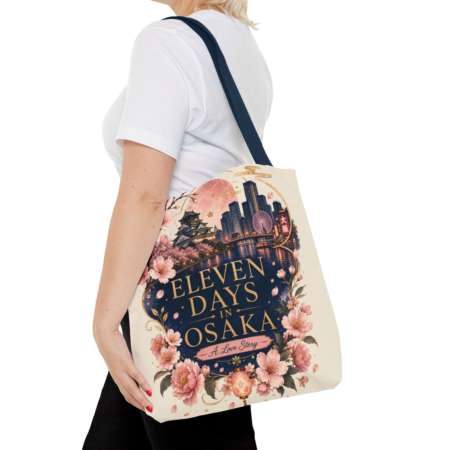 Osaka Travel Tote Bag — "Eleven Days in Osaka" Cherry Blossom Souvenir
