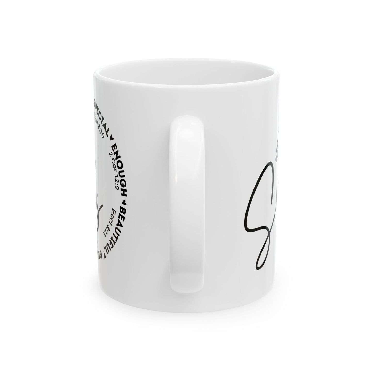She Is — Inspirational Scripture Heart Ceramic Mug (11oz, 15oz)