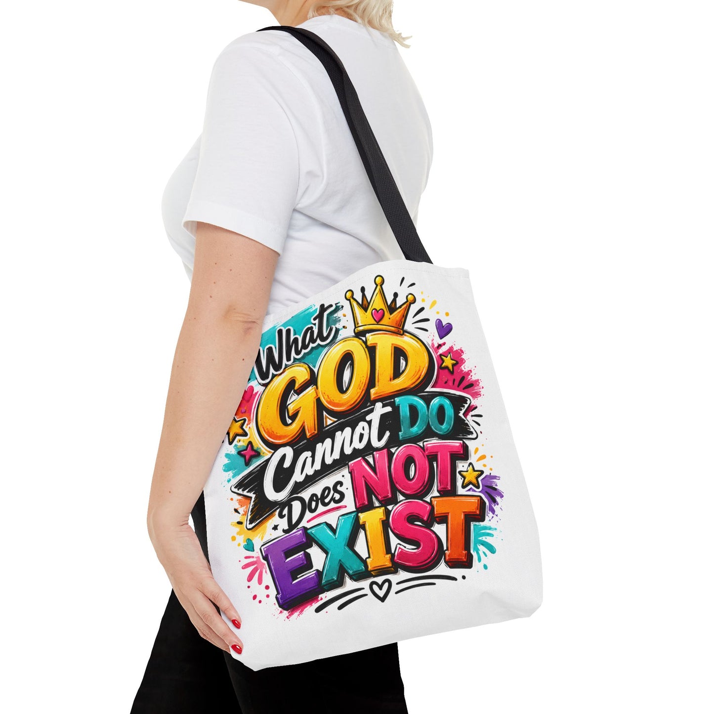 What God Cannot Do Does Not Exist tote bag | Religious Scripture Graphic Tote