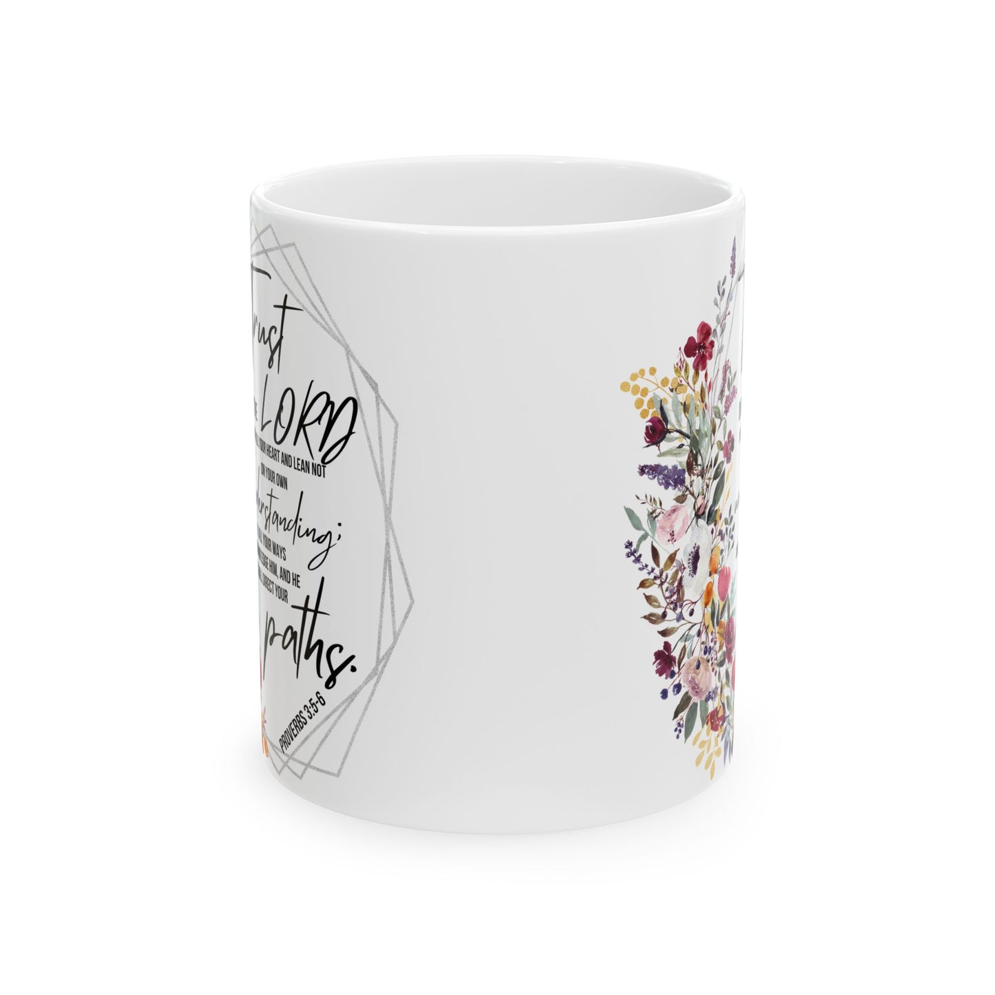 Floral Scripture Mug — "Trust the Lord" Ceramic Coffee Cup (11oz/15oz)