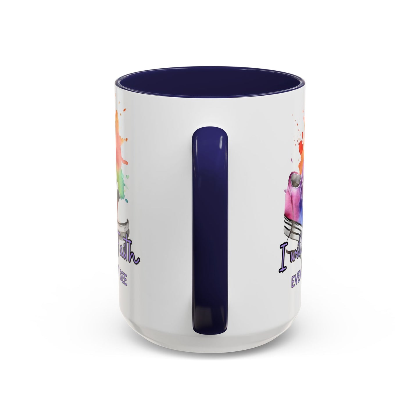 Accent Coffee Mug — "I Will Walk by Faith" Watercolor Sneakers Christian Gift (11/15oz)