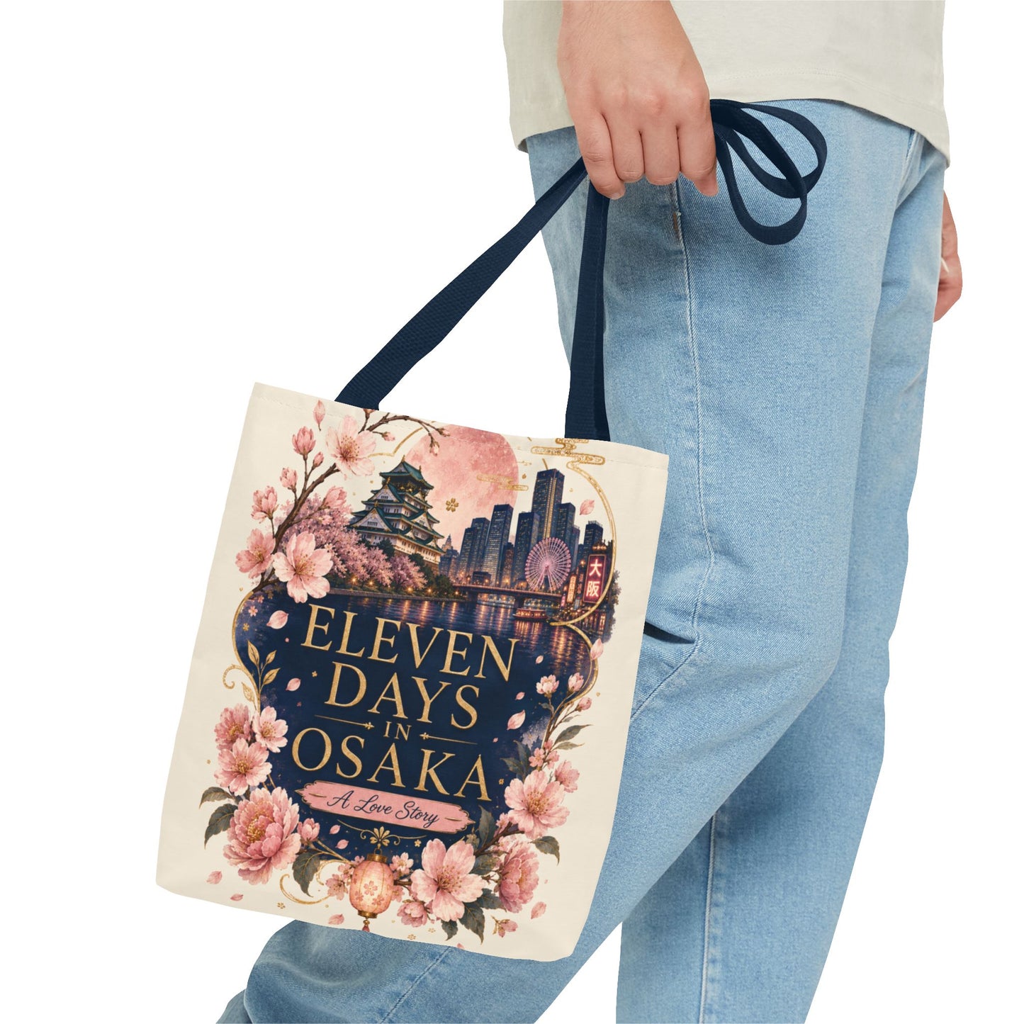 Osaka Travel Tote Bag — "Eleven Days in Osaka" Cherry Blossom Souvenir
