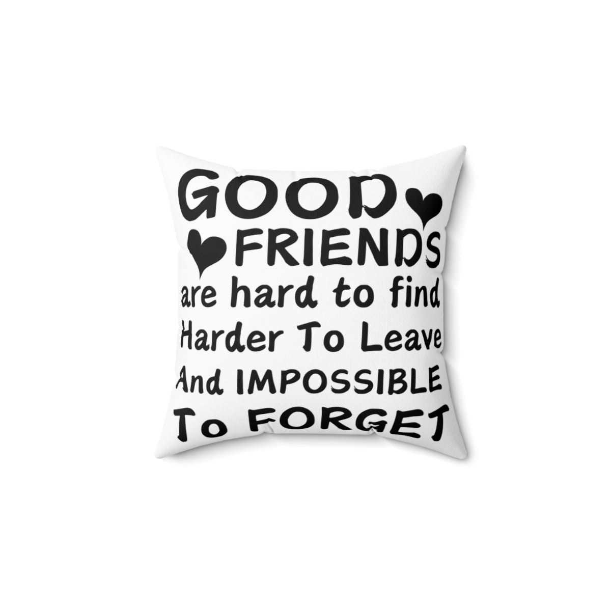 Good Friends Heart Quote Pillow | Friendship Throw Pillow, Black Script