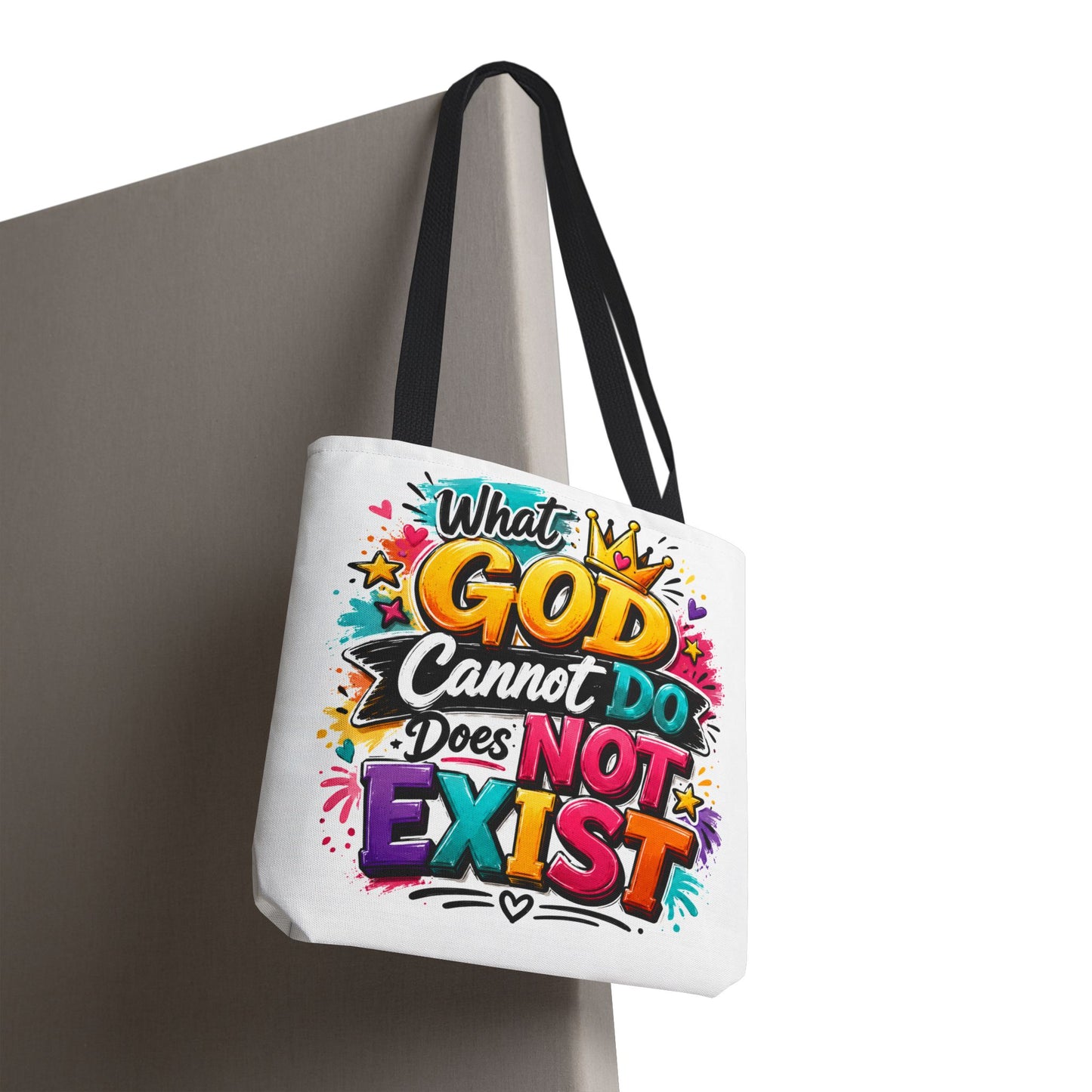 What God Cannot Do Does Not Exist tote bag | Religious Scripture Graphic Tote
