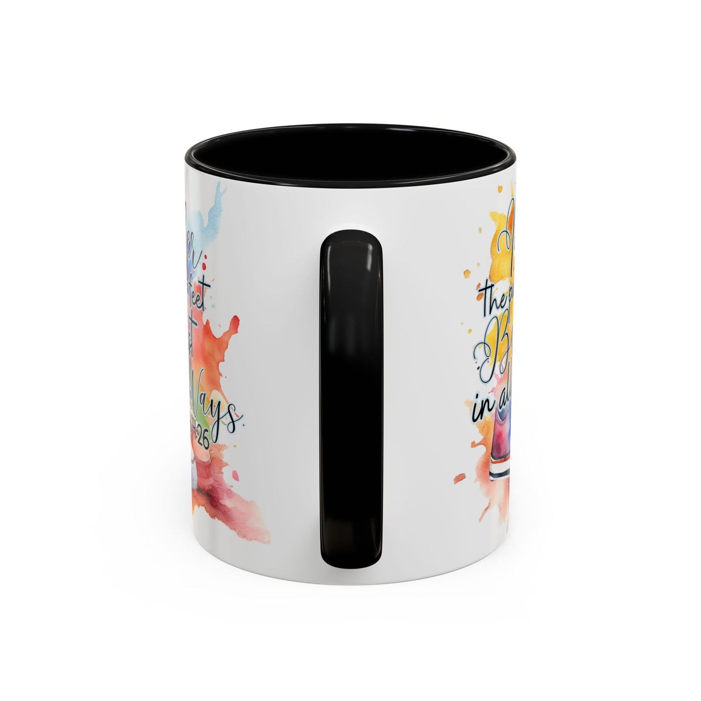 Accent Coffee Mug — Proverbs 4:26 'Ponder the Path of Your Feet' Watercolor Inspirational Mug