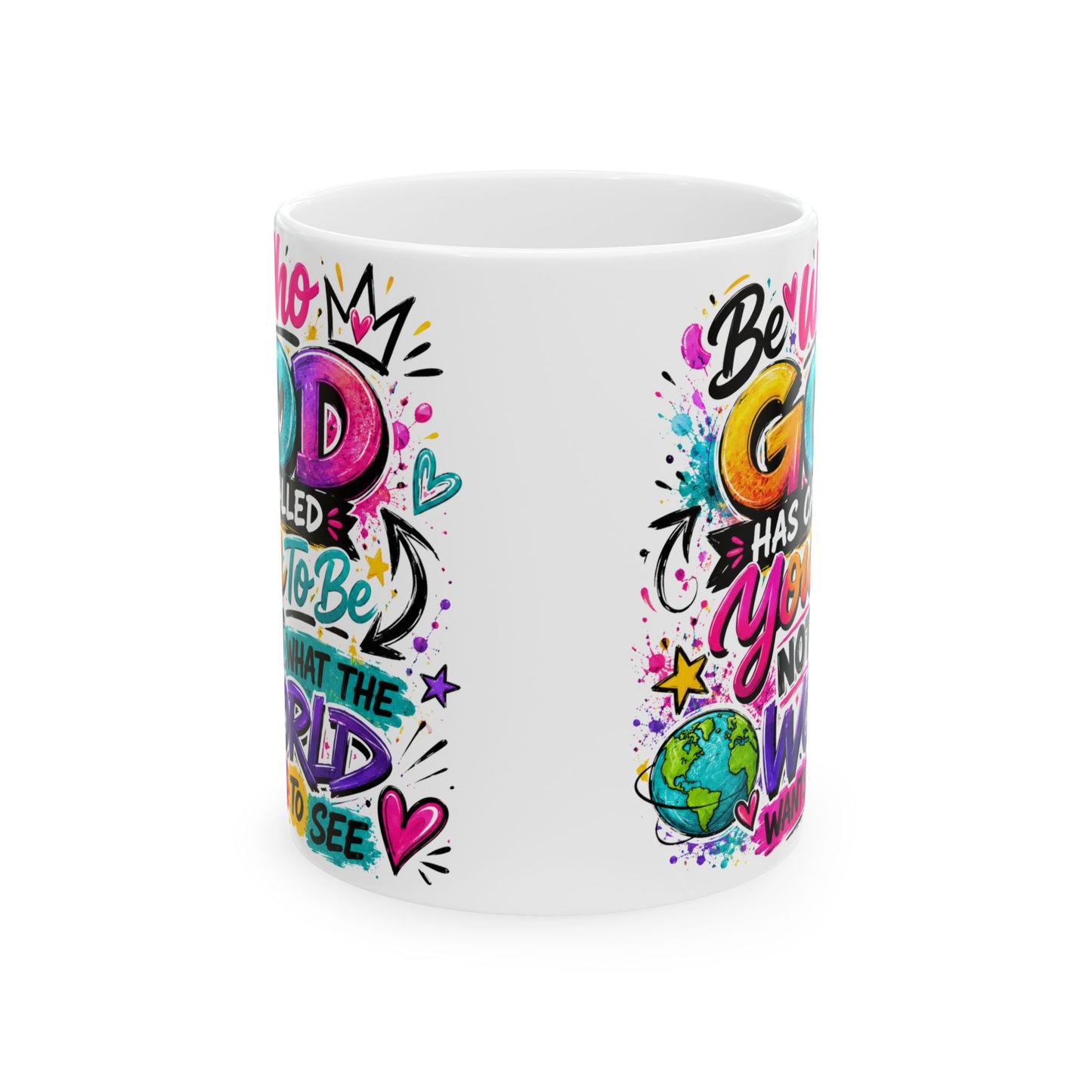 Be Kind to the World Mug | Colorful Positive Quote Ceramic Coffee Cup