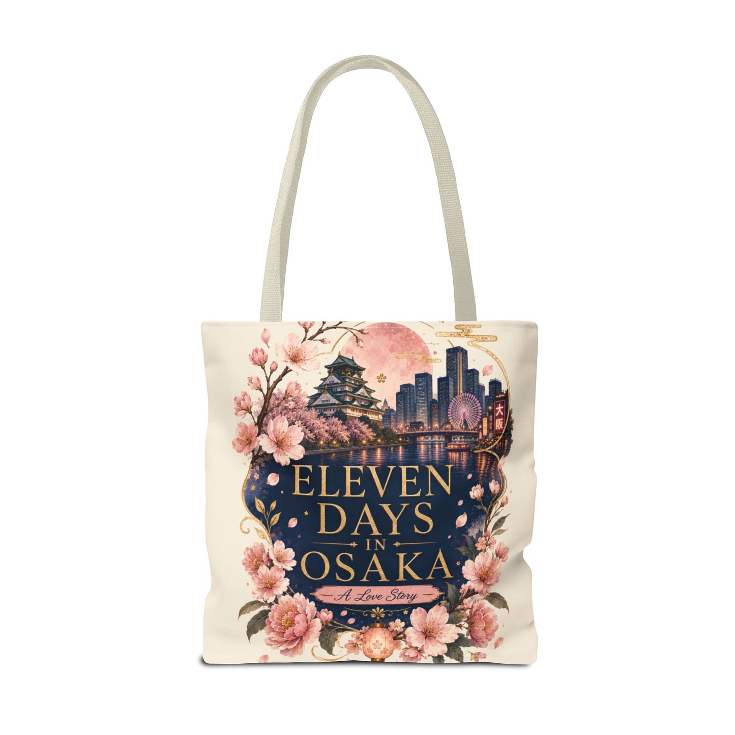 Osaka Travel Tote Bag — "Eleven Days in Osaka" Cherry Blossom Souvenir
