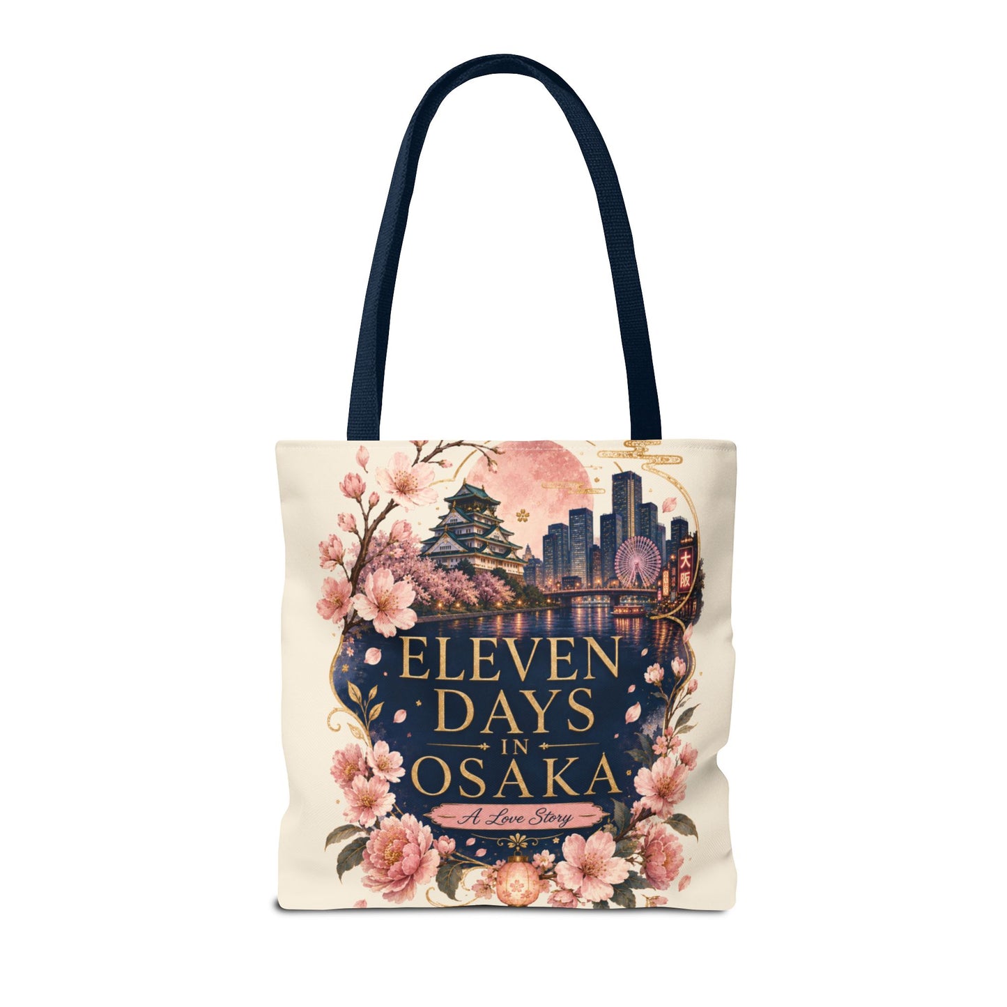 Osaka Travel Tote Bag — "Eleven Days in Osaka" Cherry Blossom Souvenir