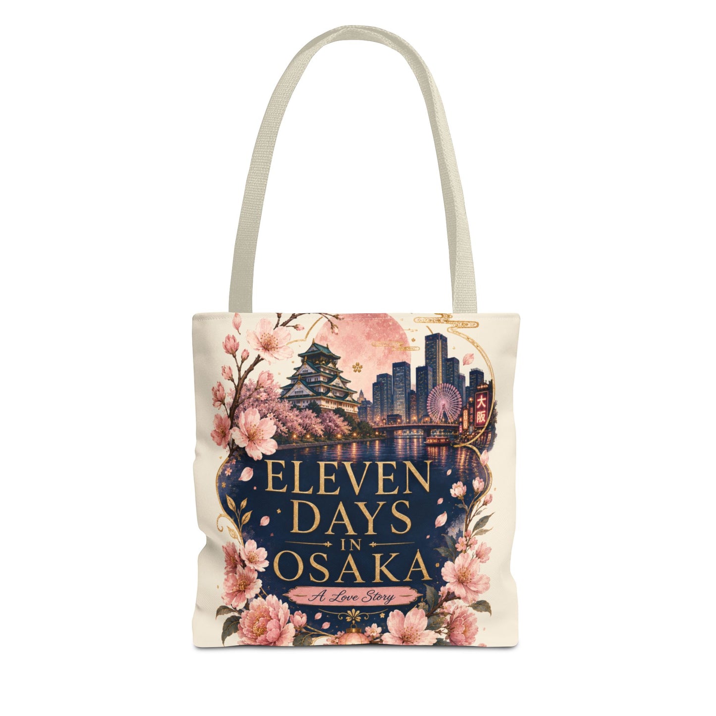 Osaka Travel Tote Bag — "Eleven Days in Osaka" Cherry Blossom Souvenir