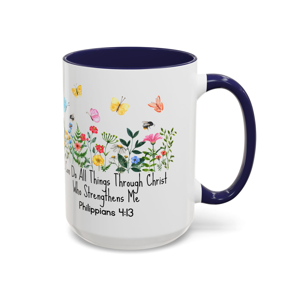 Inspirational Floral Coffee Mug — "I Can Do All Things Through Christ" Philippians 4:13