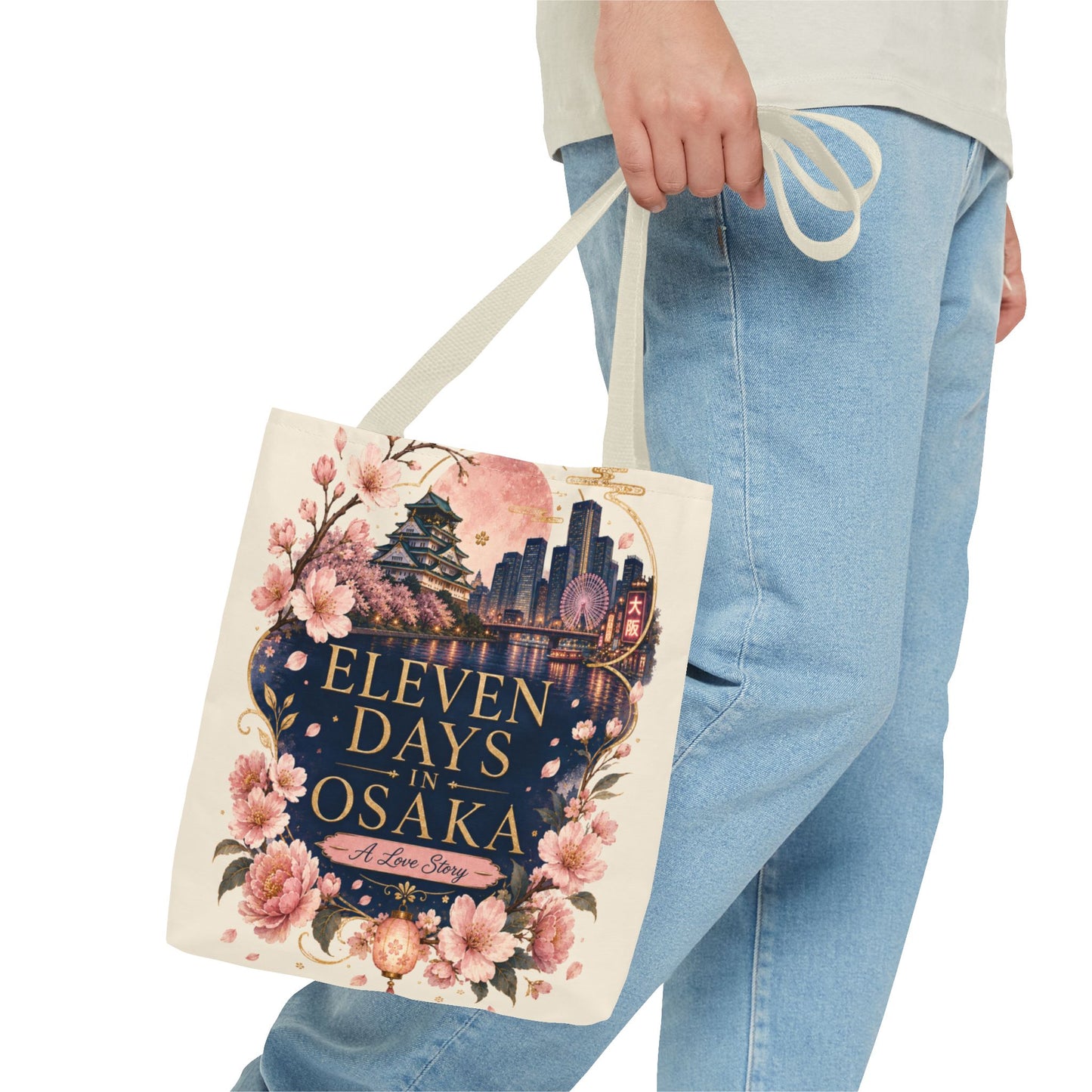 Osaka Travel Tote Bag — "Eleven Days in Osaka" Cherry Blossom Souvenir