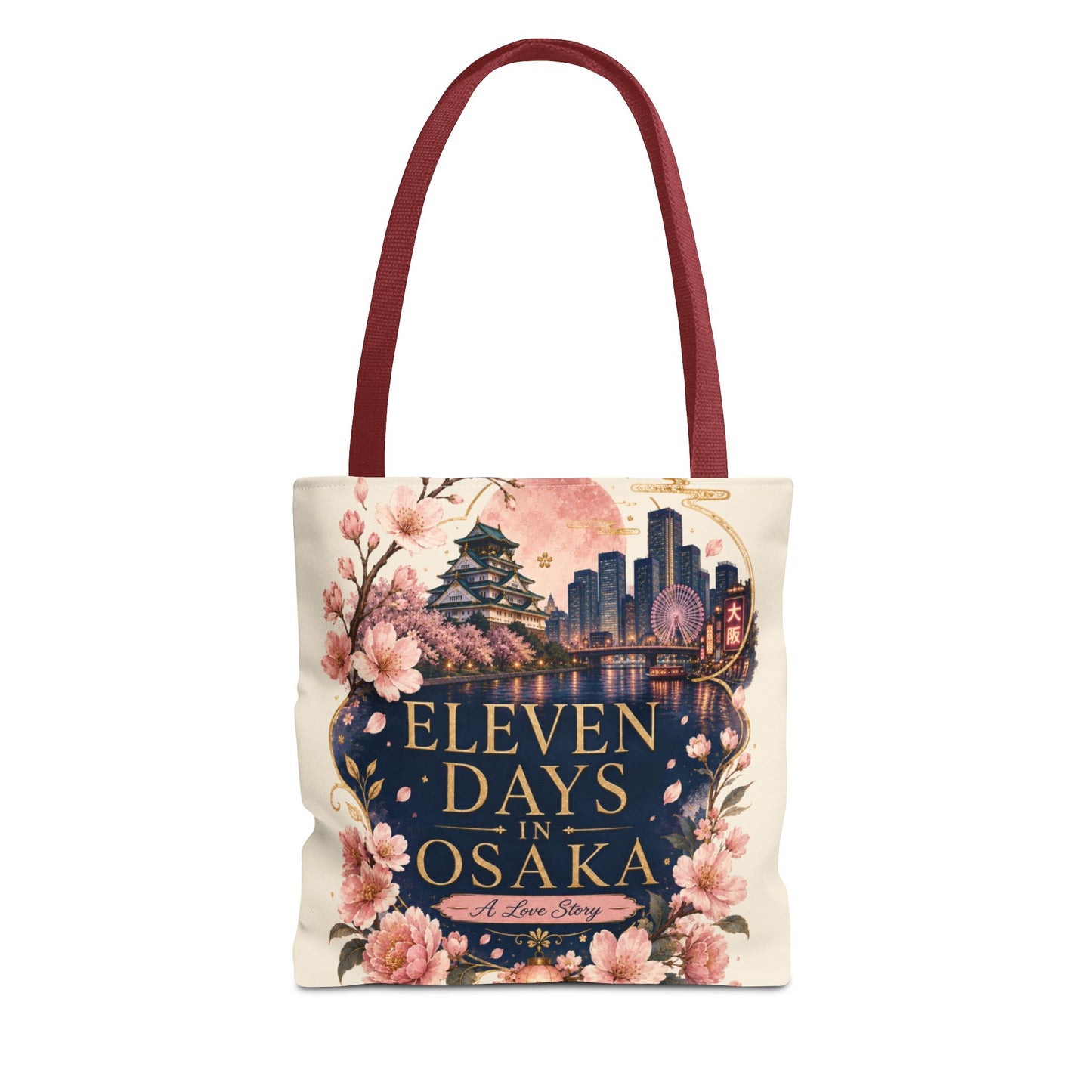 Osaka Travel Tote Bag — "Eleven Days in Osaka" Cherry Blossom Souvenir