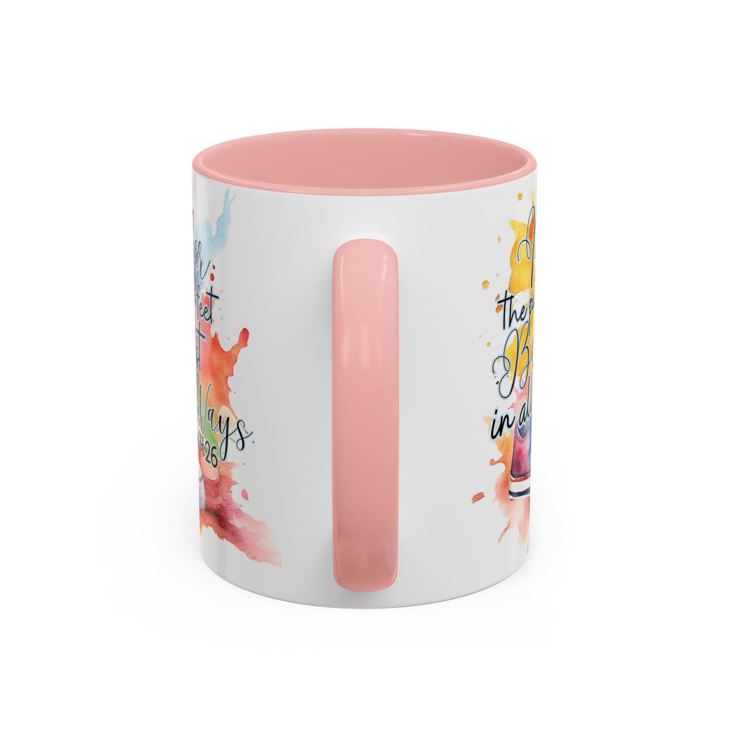Accent Coffee Mug — Proverbs 4:26 'Ponder the Path of Your Feet' Watercolor Inspirational Mug