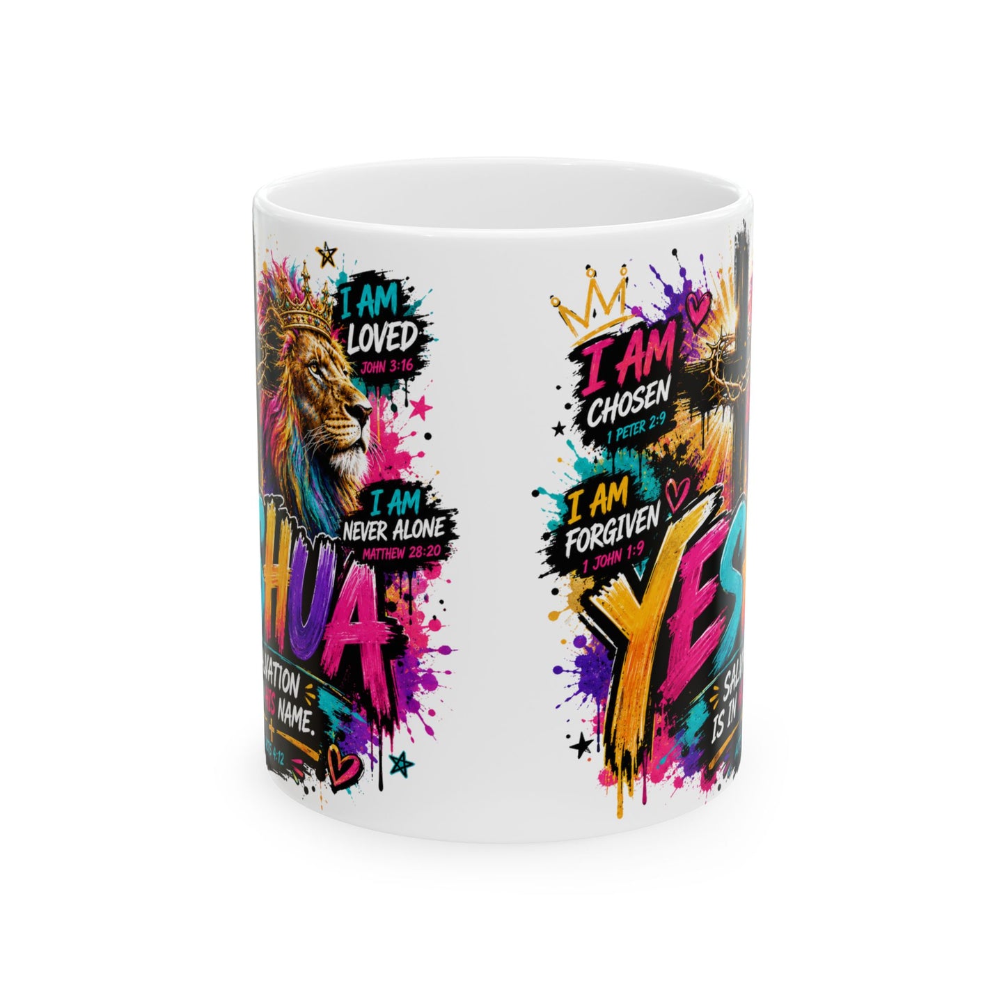 Yeshua Christian Mug Affirmation Lion Yes Mug | I Am Loved, Chosen, Forgiven Ceramic Mug