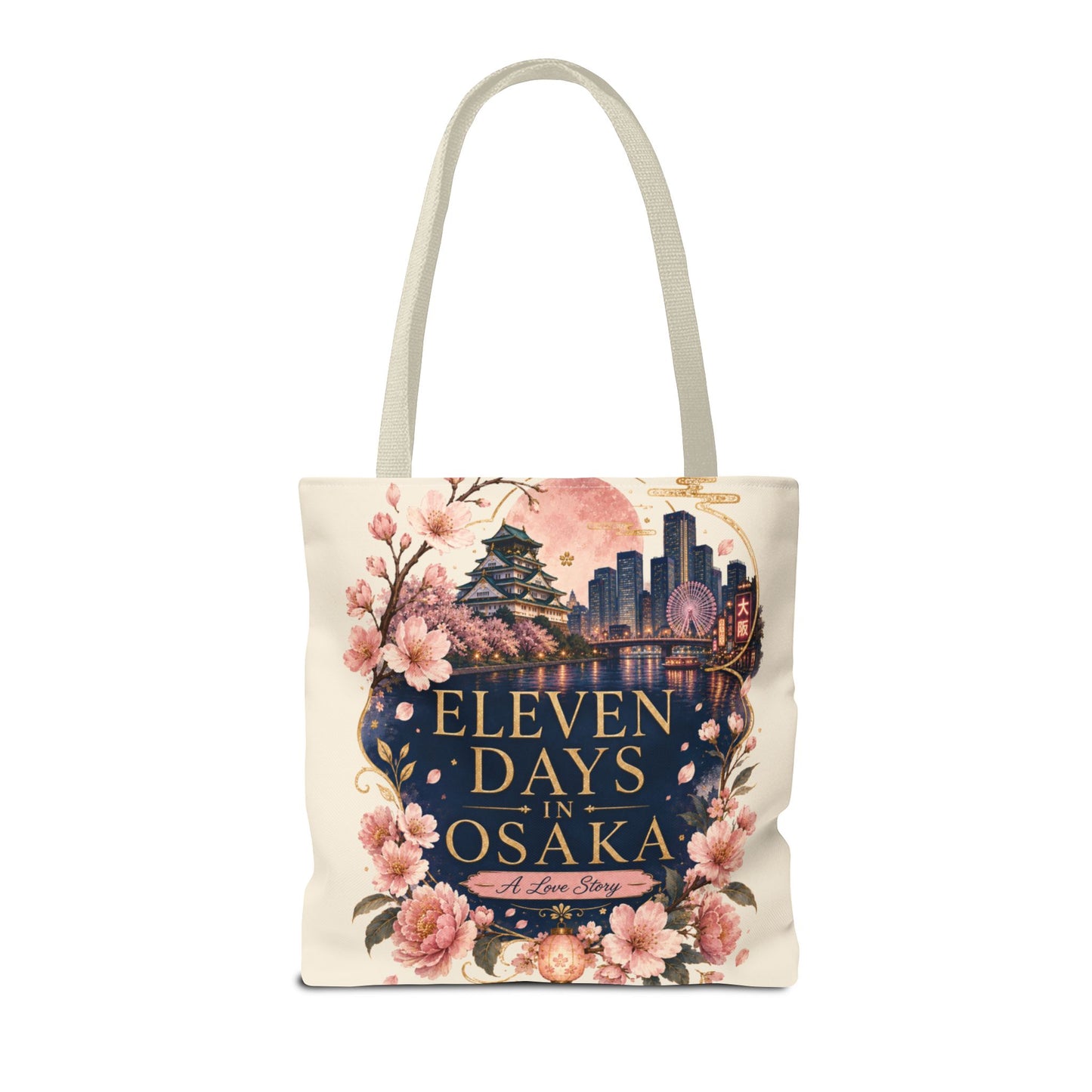 Osaka Travel Tote Bag — "Eleven Days in Osaka" Cherry Blossom Souvenir