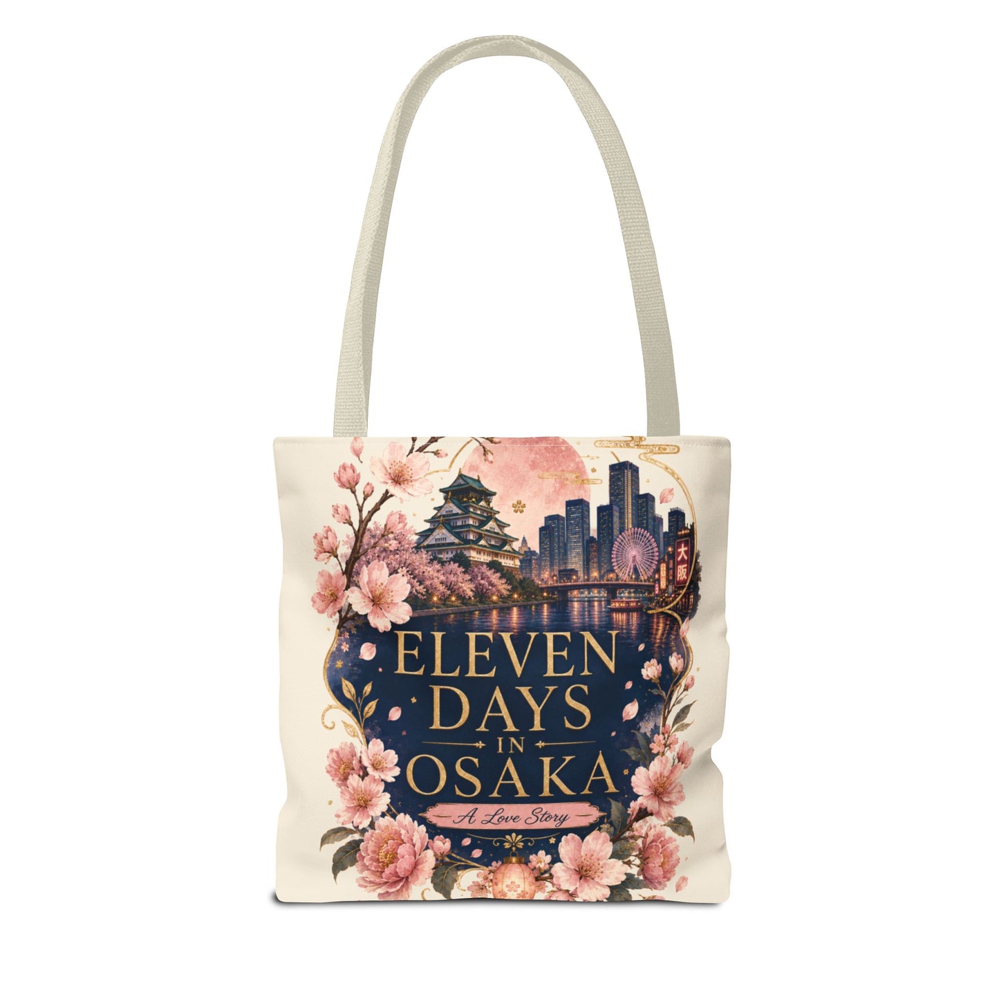 Osaka Travel Tote Bag — "Eleven Days in Osaka" Cherry Blossom Souvenir