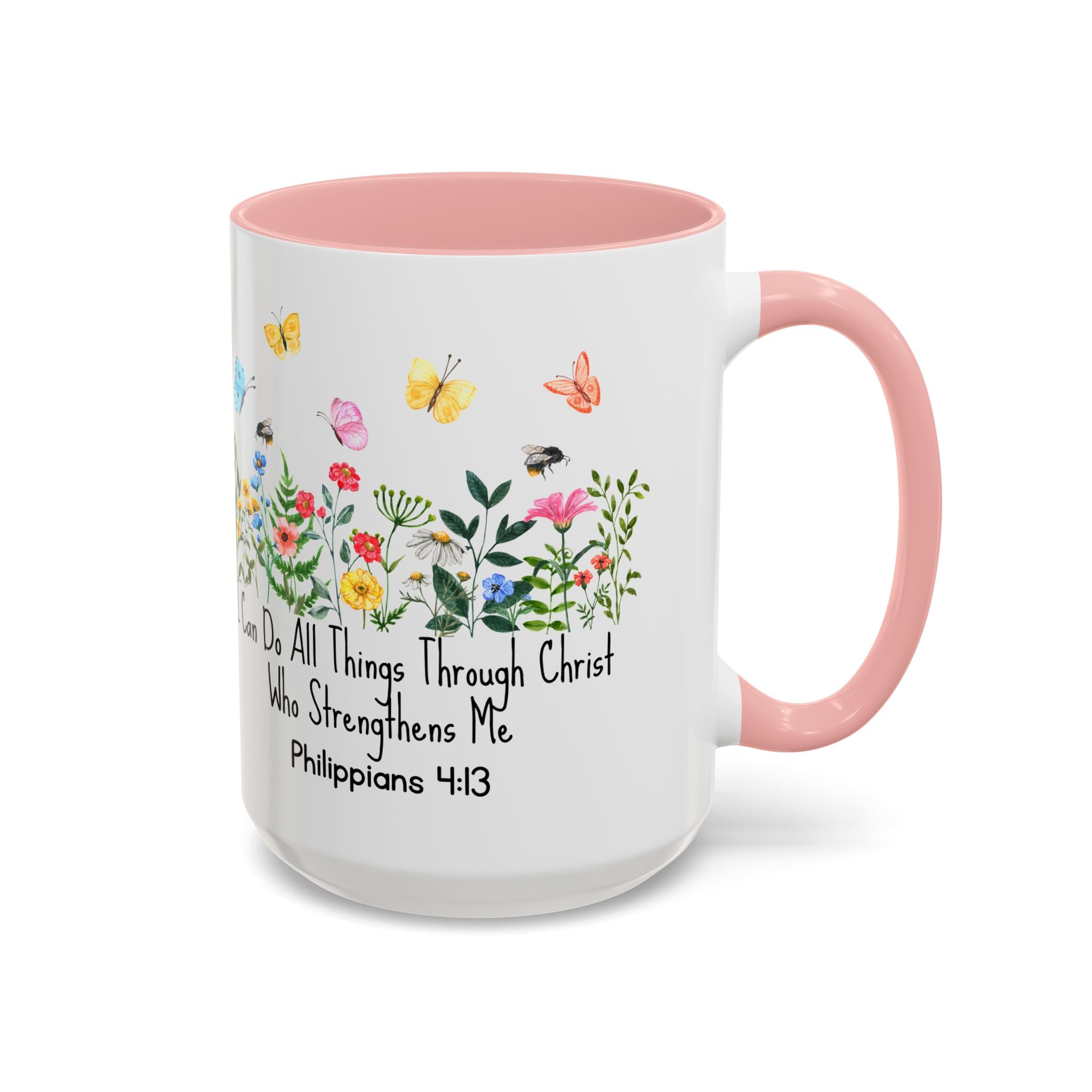 Inspirational Floral Coffee Mug — "I Can Do All Things Through Christ" Philippians 4:13