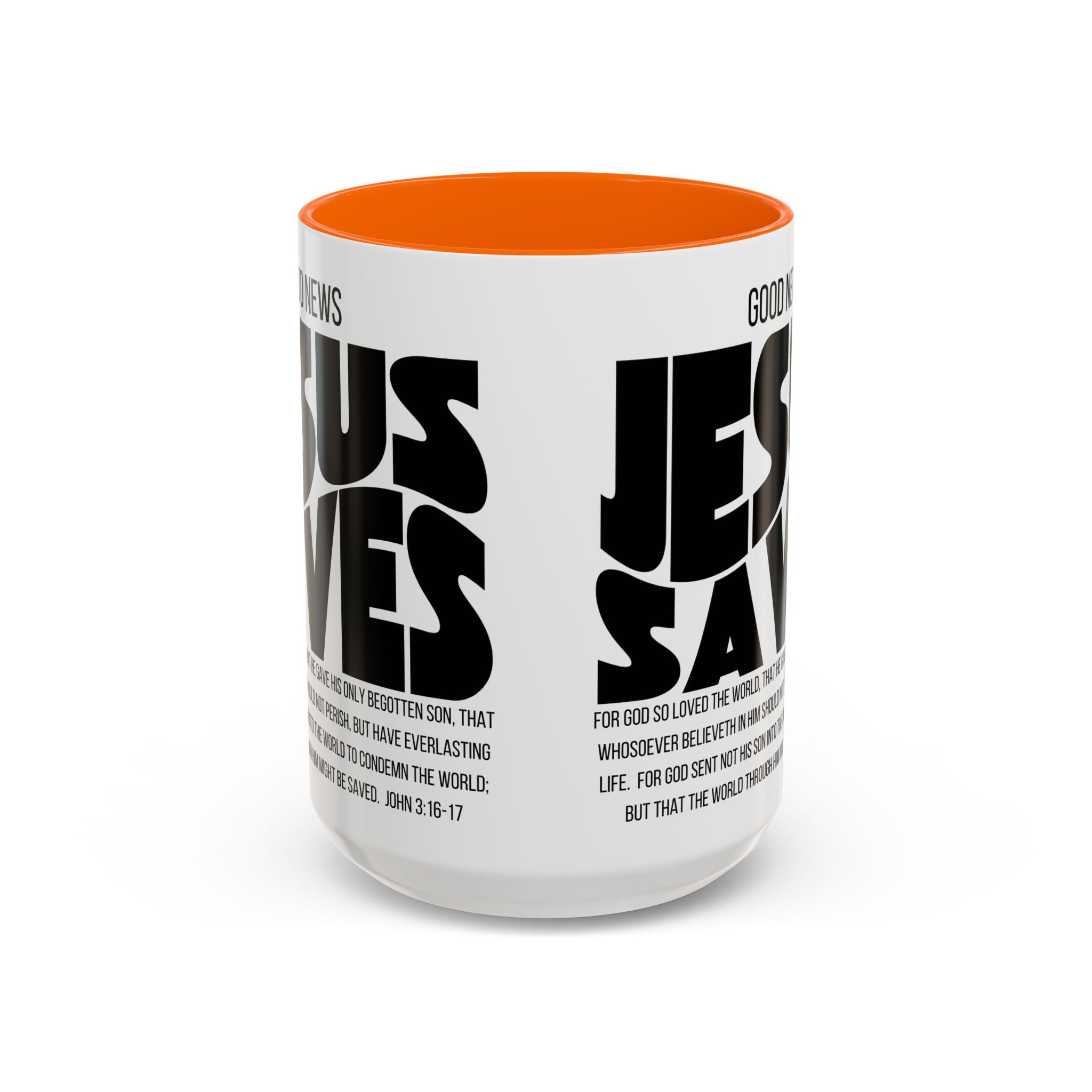 Jesus Saves Coffee Mug — 'Good News' Scripture Accent Mug (11/15 oz)