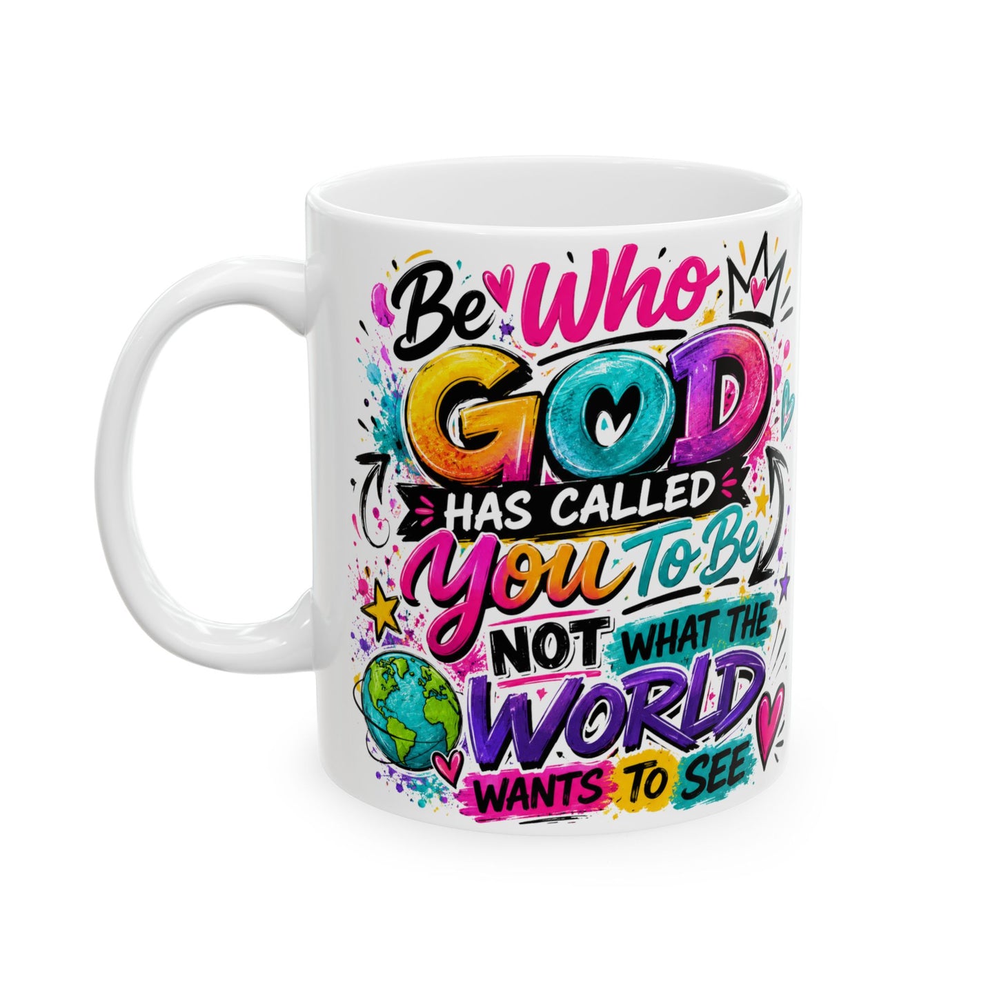 Be Kind to the World Mug | Colorful Positive Quote Ceramic Coffee Cup