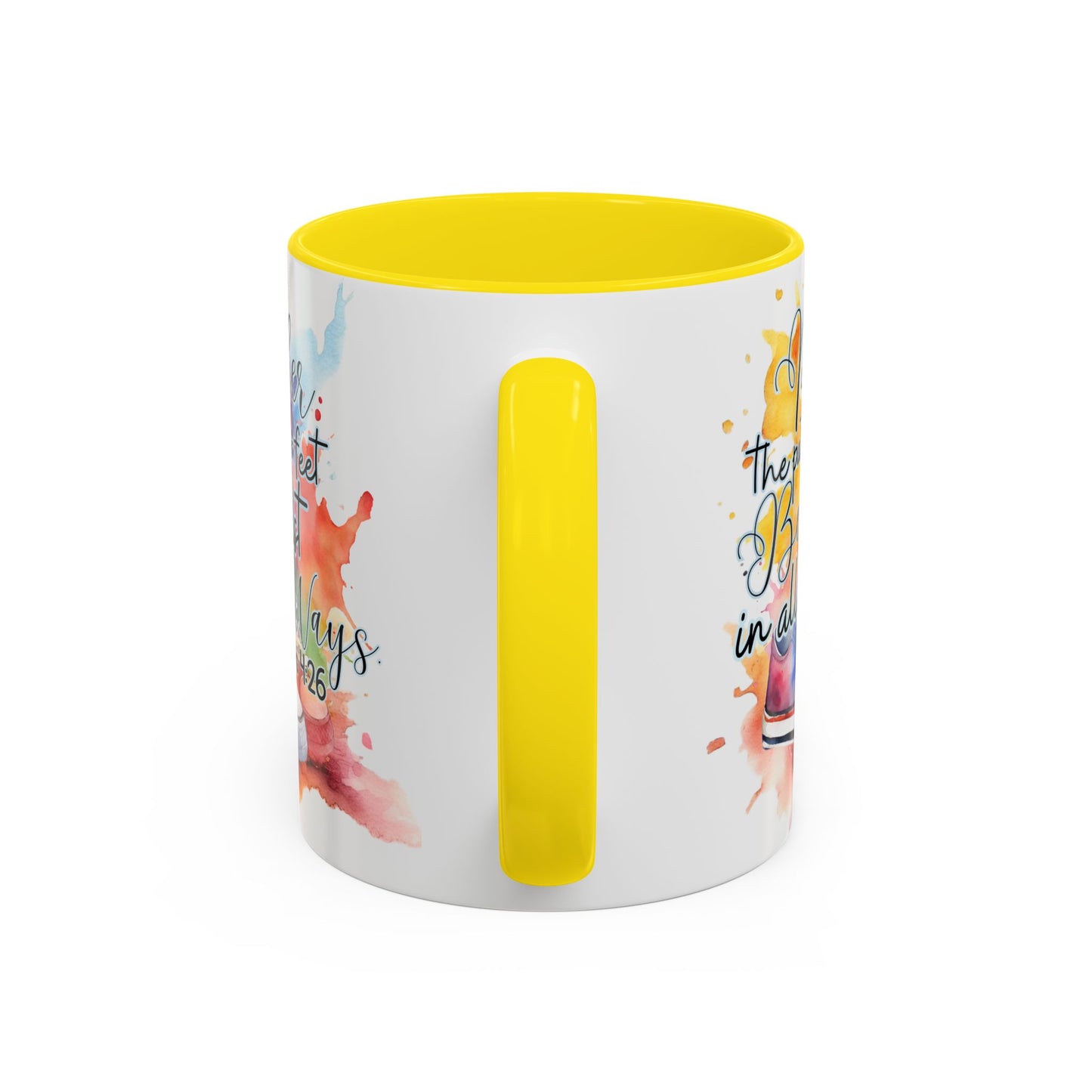 Accent Coffee Mug — Proverbs 4:26 'Ponder the Path of Your Feet' Watercolor Inspirational Mug