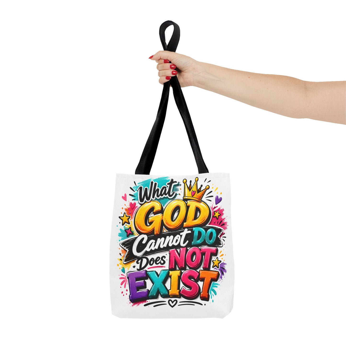 What God Cannot Do Does Not Exist tote bag | Religious Scripture Graphic Tote