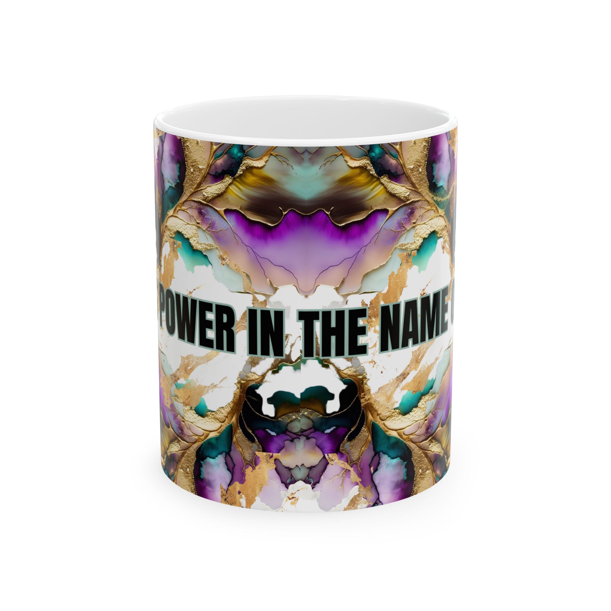 Power In The Name Of Jesus Mug — Floral Spiritual Coffee Cup (11oz/15oz)