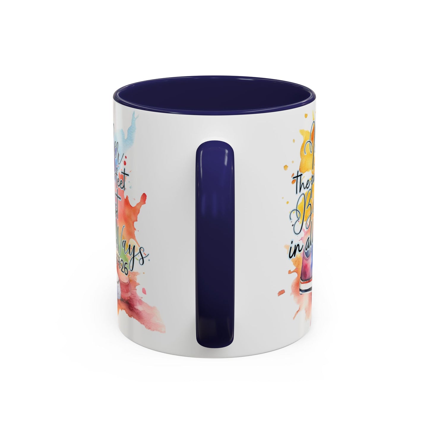 Accent Coffee Mug — Proverbs 4:26 'Ponder the Path of Your Feet' Watercolor Inspirational Mug