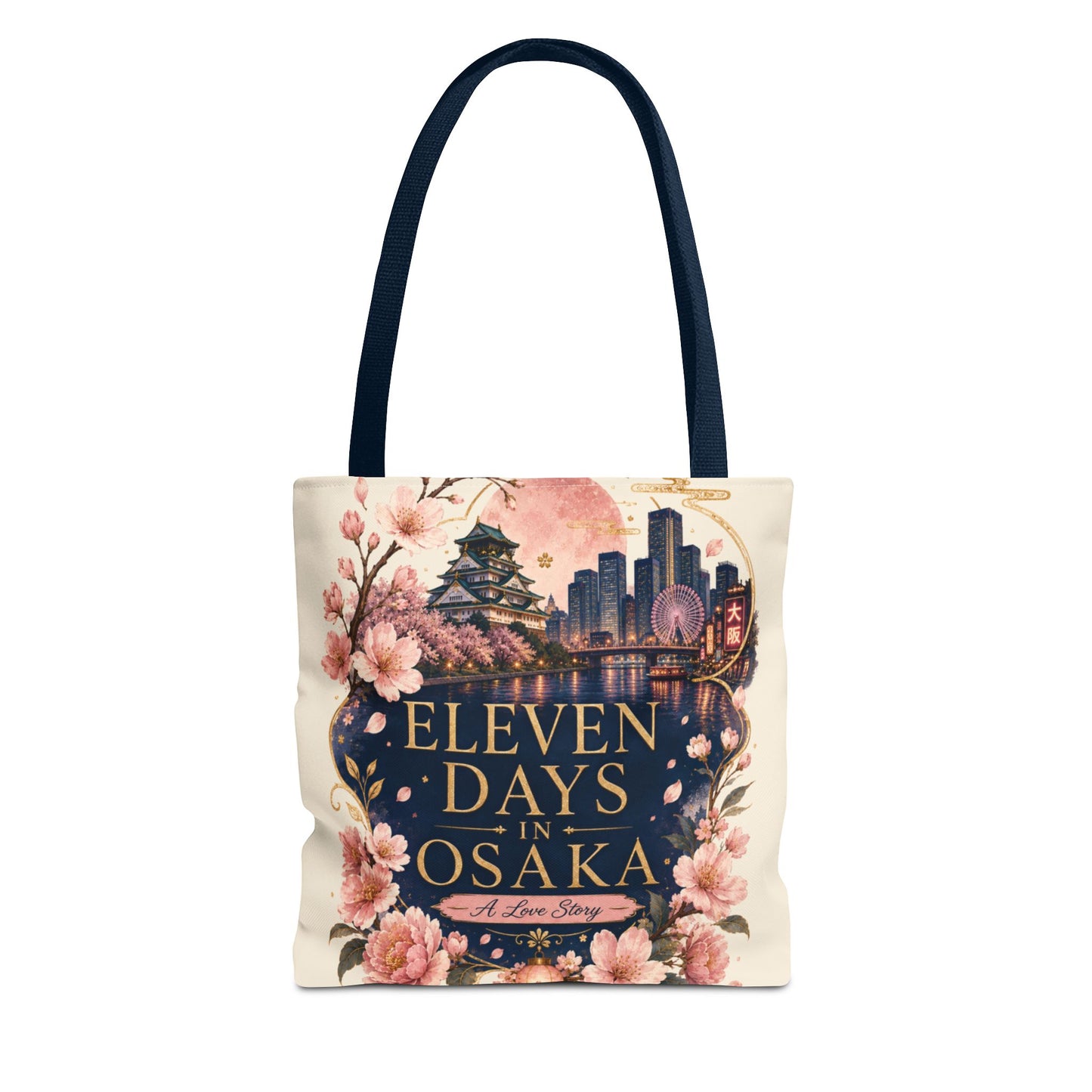 Osaka Travel Tote Bag — "Eleven Days in Osaka" Cherry Blossom Souvenir