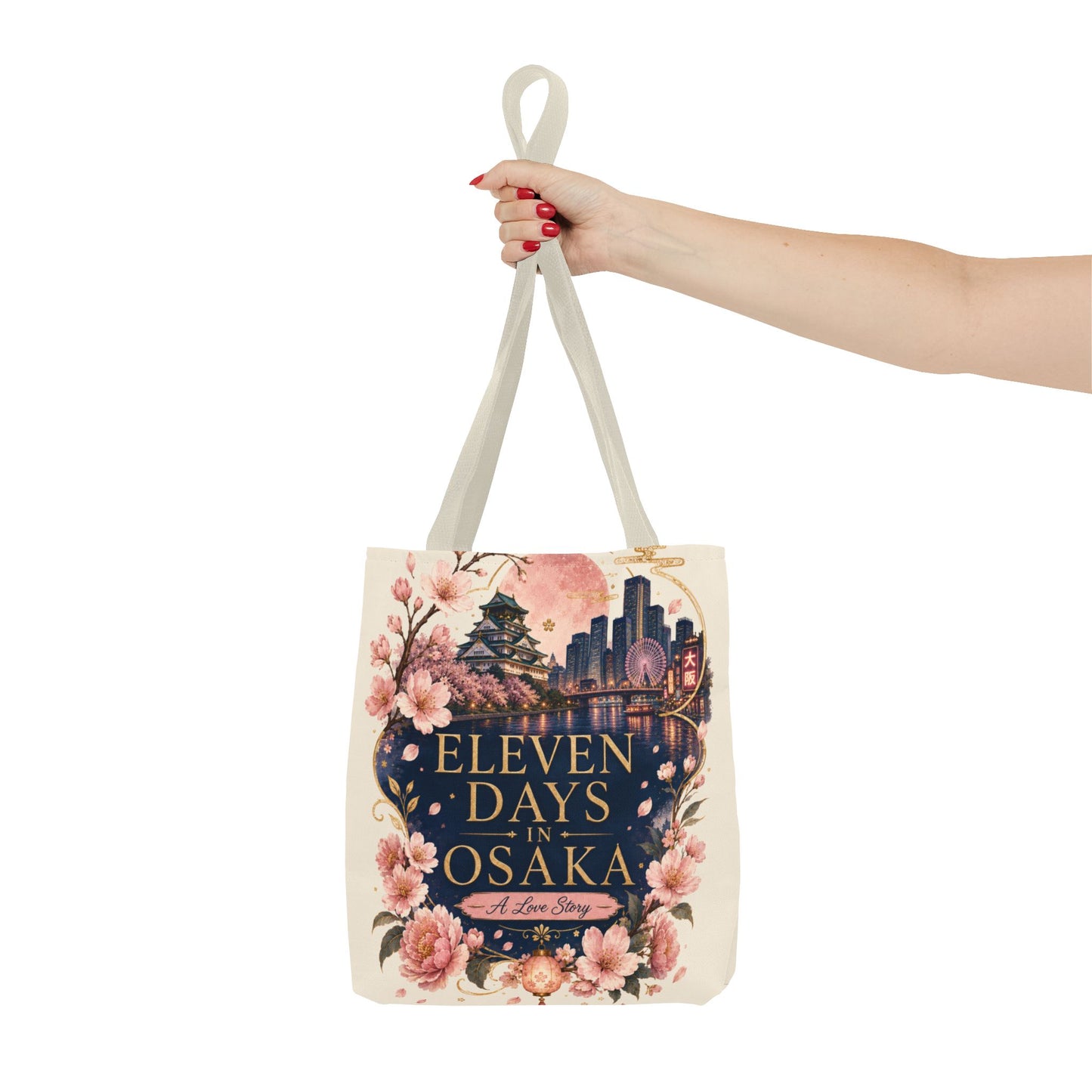 Osaka Travel Tote Bag — "Eleven Days in Osaka" Cherry Blossom Souvenir