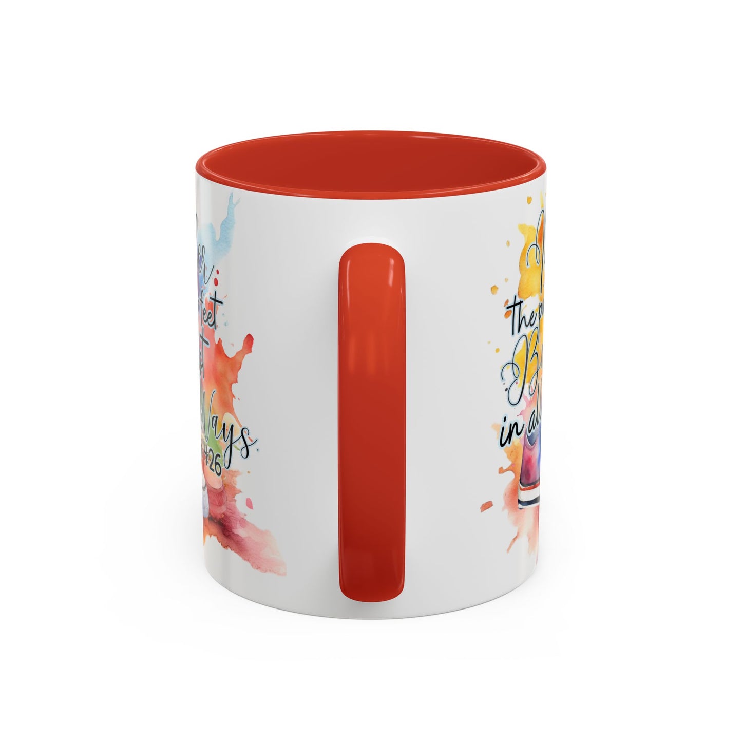Accent Coffee Mug — Proverbs 4:26 'Ponder the Path of Your Feet' Watercolor Inspirational Mug
