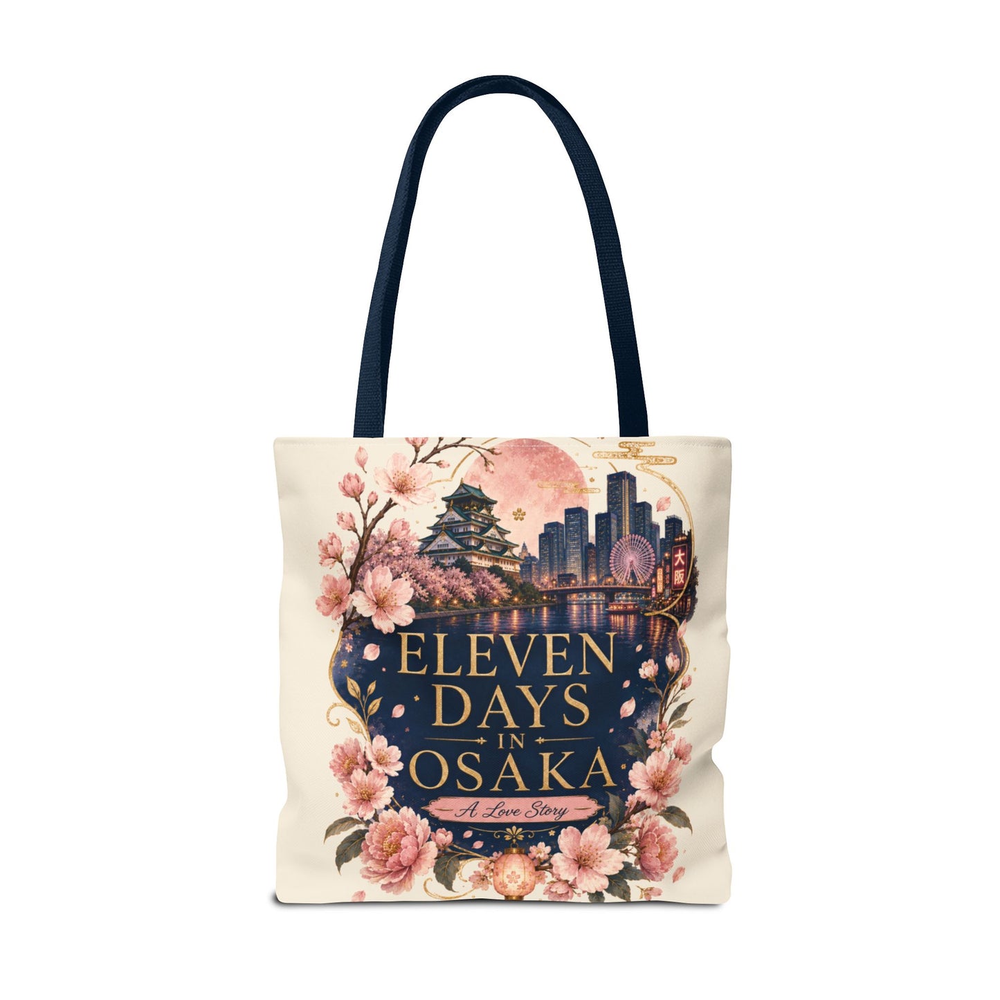 Osaka Travel Tote Bag — "Eleven Days in Osaka" Cherry Blossom Souvenir