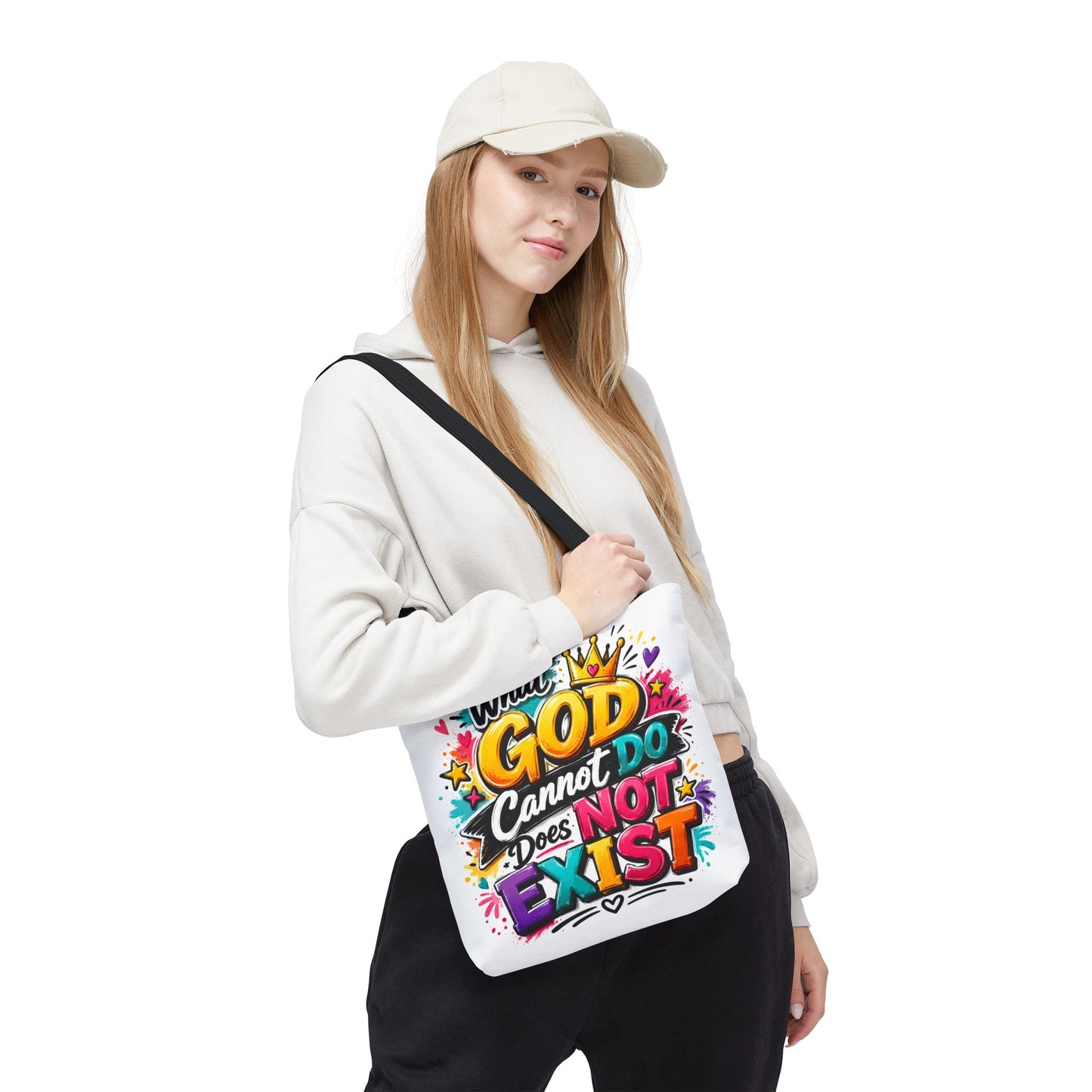 What God Cannot Do Does Not Exist tote bag | Religious Scripture Graphic Tote