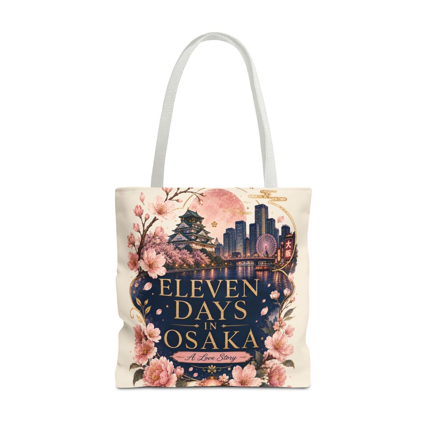 Osaka Travel Tote Bag — "Eleven Days in Osaka" Cherry Blossom Souvenir