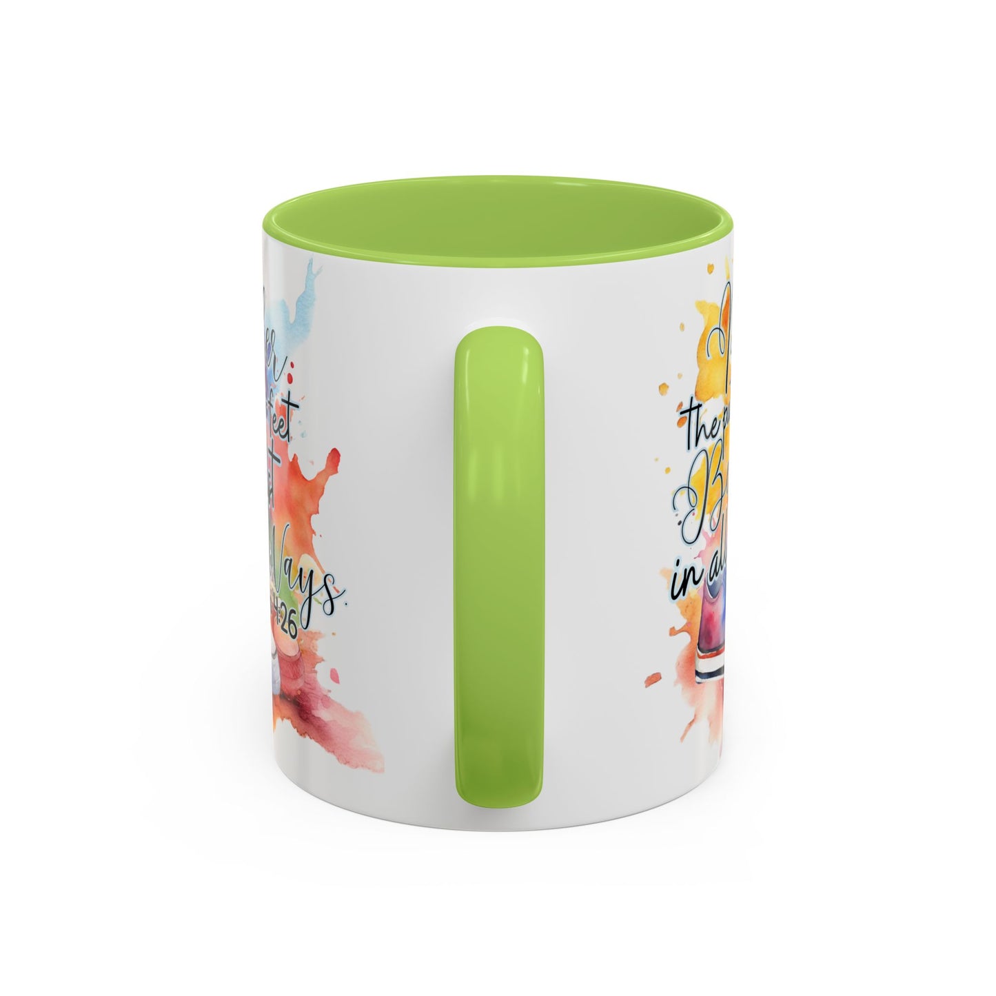Accent Coffee Mug — Proverbs 4:26 'Ponder the Path of Your Feet' Watercolor Inspirational Mug