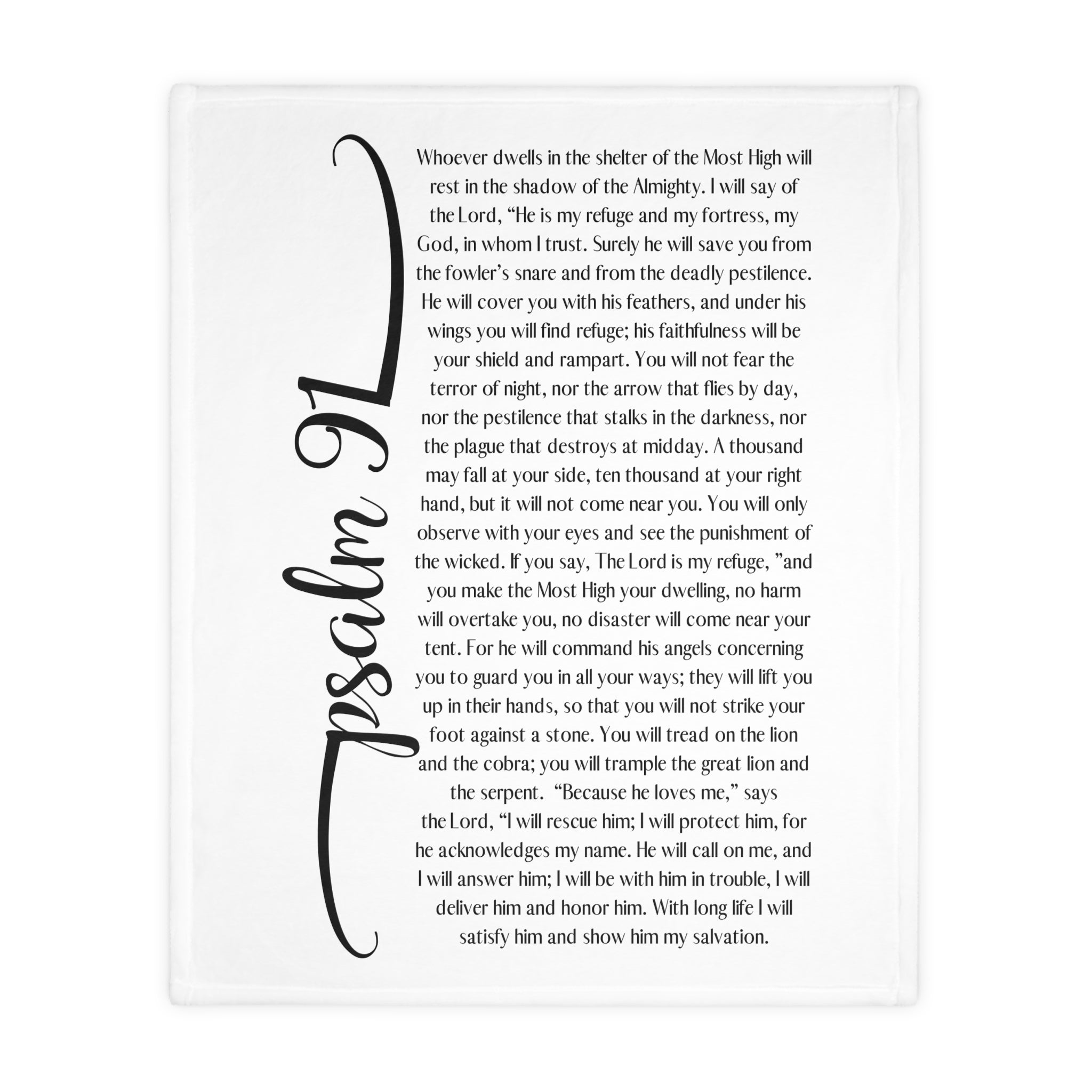 Psalm 91 Christian Velveteen Minky Blanket (Two-sided print)