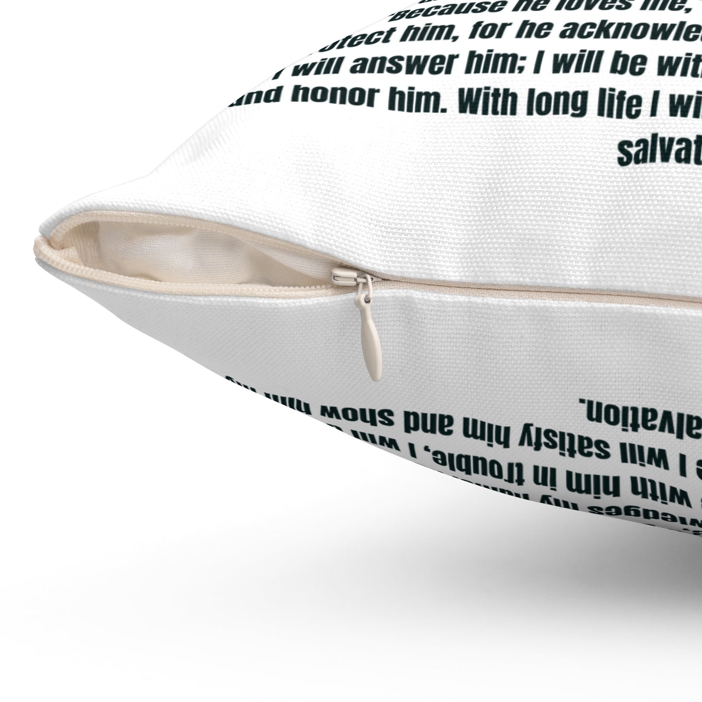Psalm 91 Scripture Throw Pillow — Inspirational Faith Quote Home Decor
