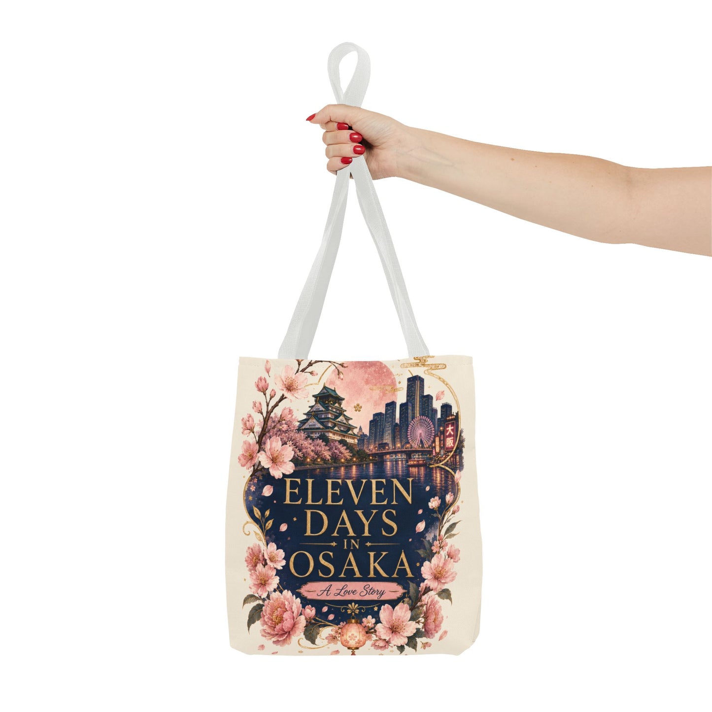 Osaka Travel Tote Bag — "Eleven Days in Osaka" Cherry Blossom Souvenir