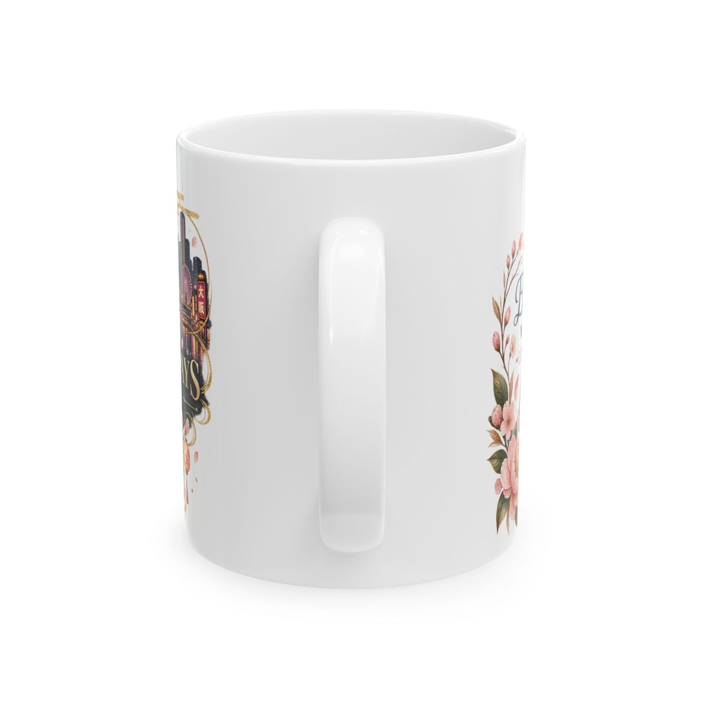 Elegant Floral 'Eleven Days in Osaka' Ceramic Mug — Inspirational Gift
