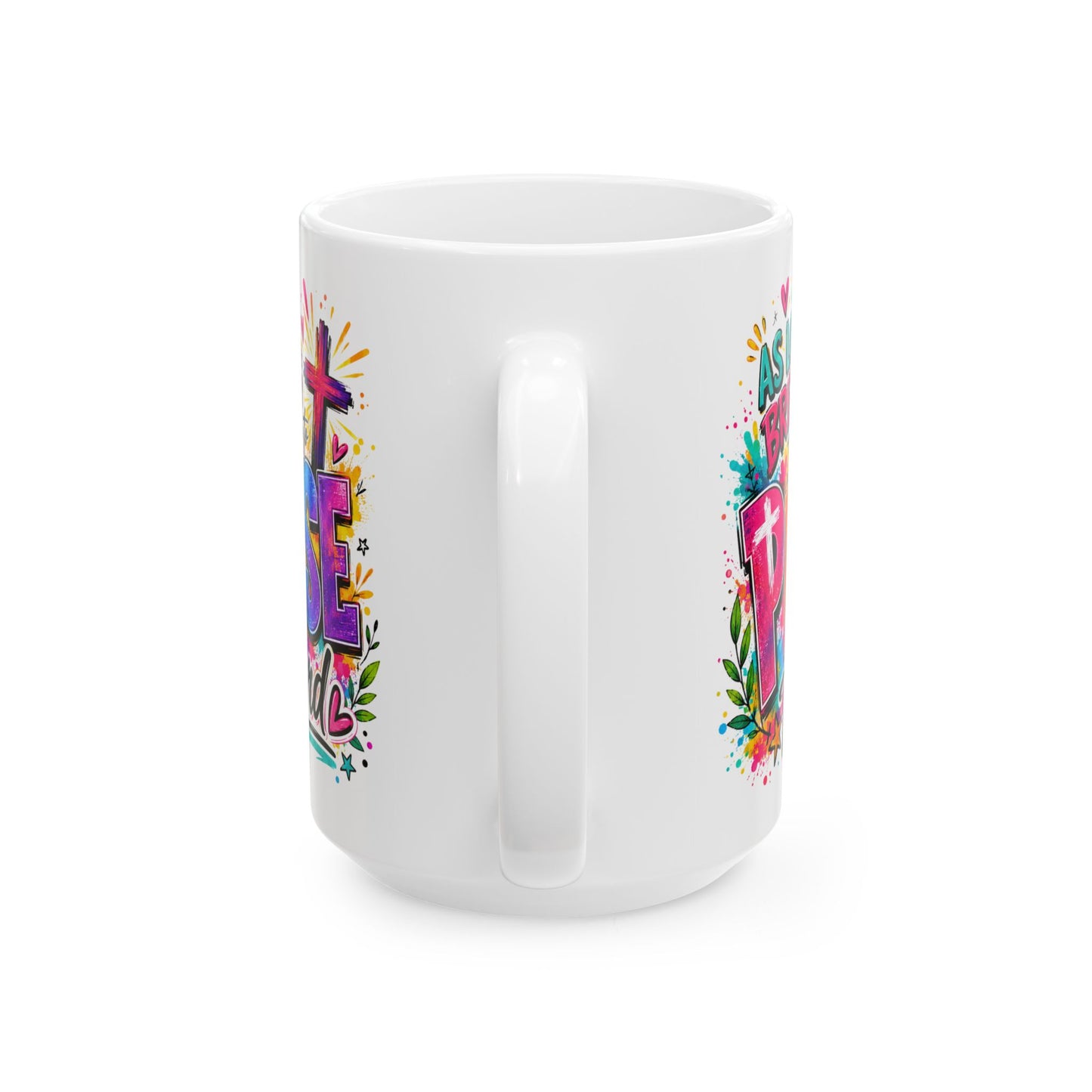 Praise Lord Christian Cross Mug | Colorful Faith Scripture Coffee Cup