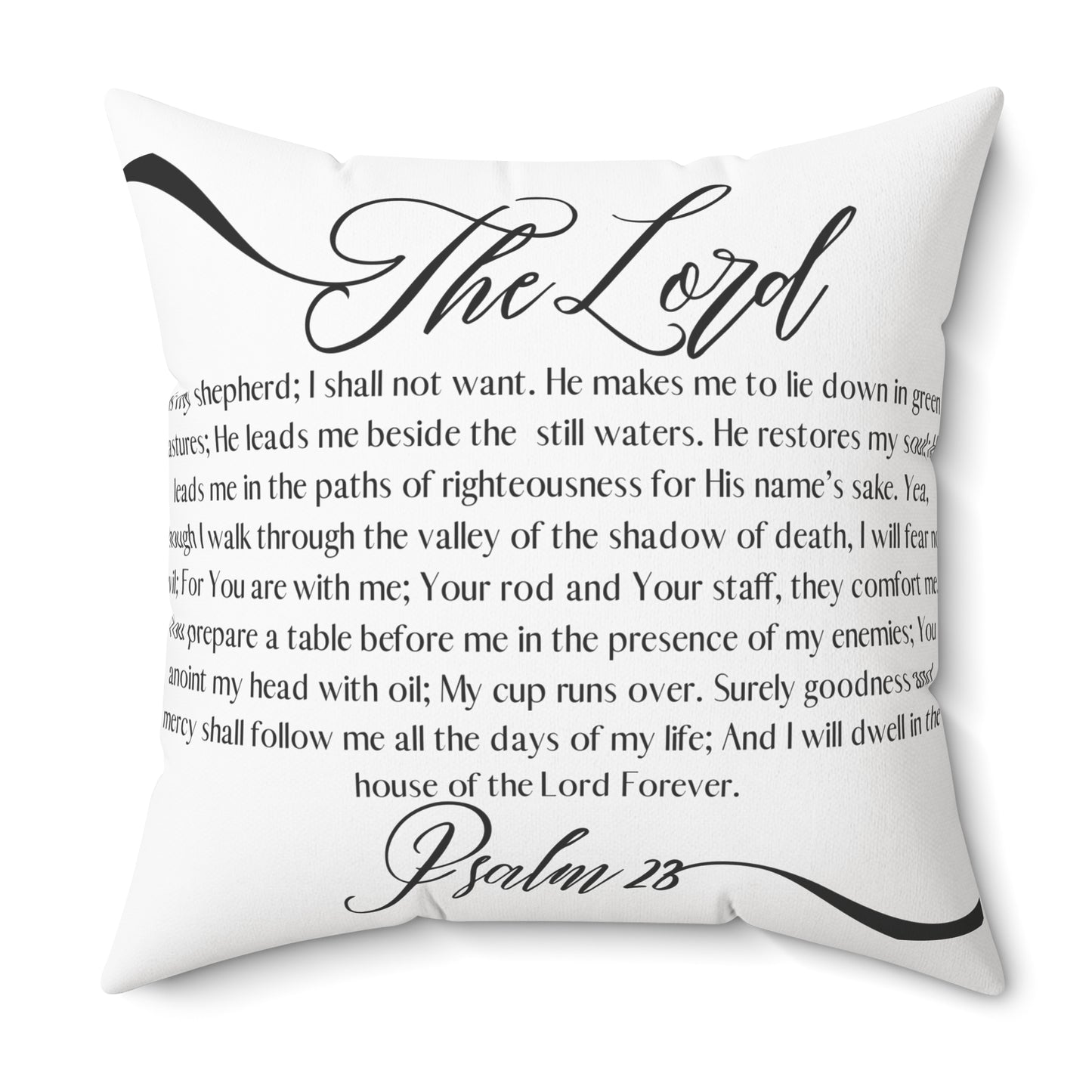 Psalm 23 Decorative Pillow — "The Lord" Scripture Square Throw Pillow