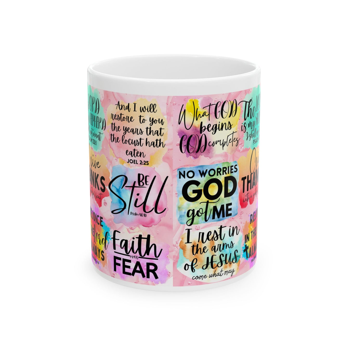 Inspirational Faith Quote Mug — Colorful Christian Scripture Coffee Cup