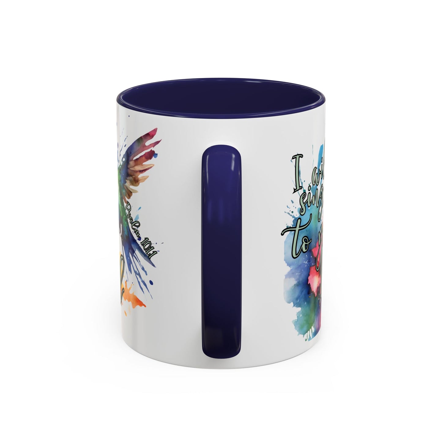 Coffee Mug — 'I Will Sing to You Lord' Watercolor Hummingbird