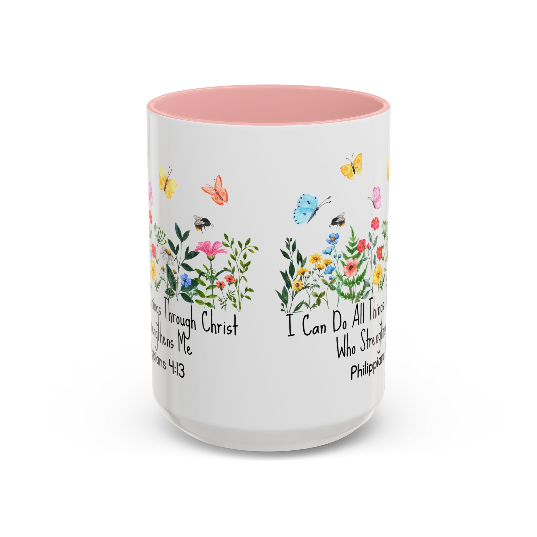 Inspirational Floral Coffee Mug — "I Can Do All Things Through Christ" Philippians 4:13