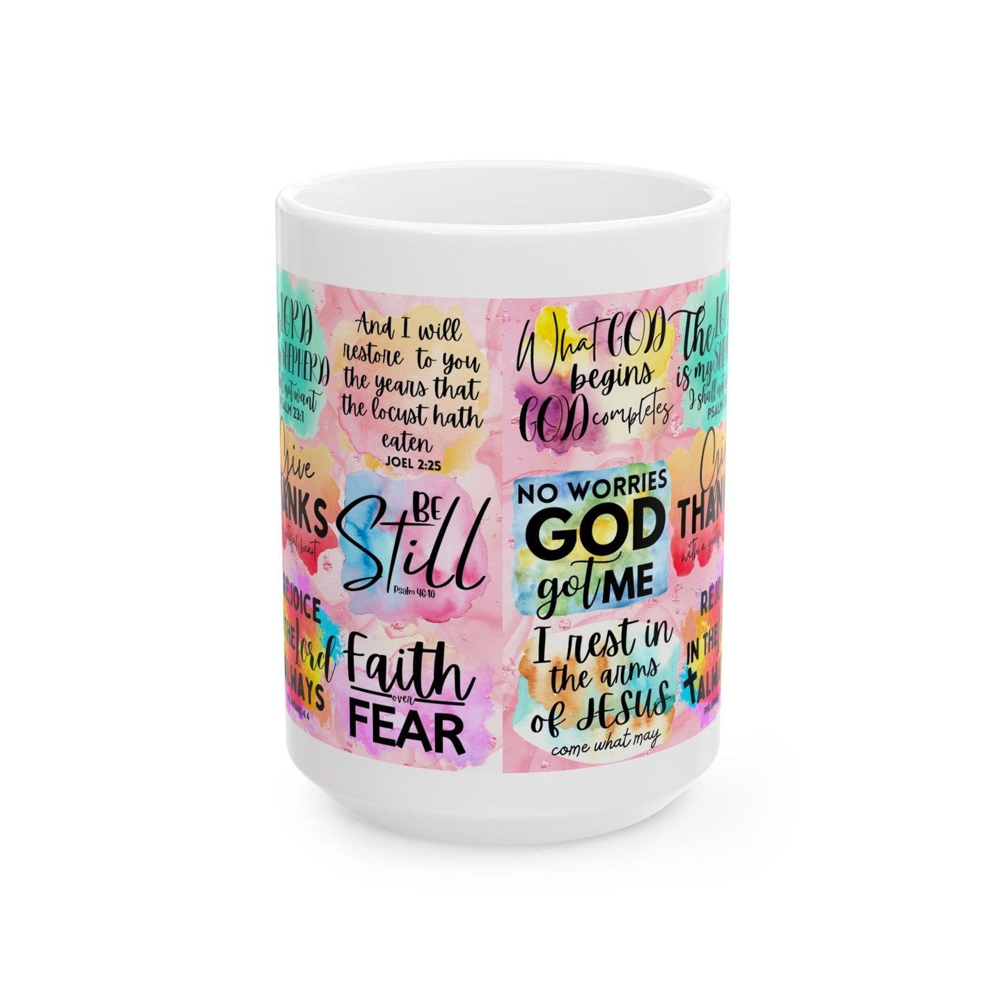 Inspirational Faith Quote Mug — Colorful Christian Scripture Coffee Cup