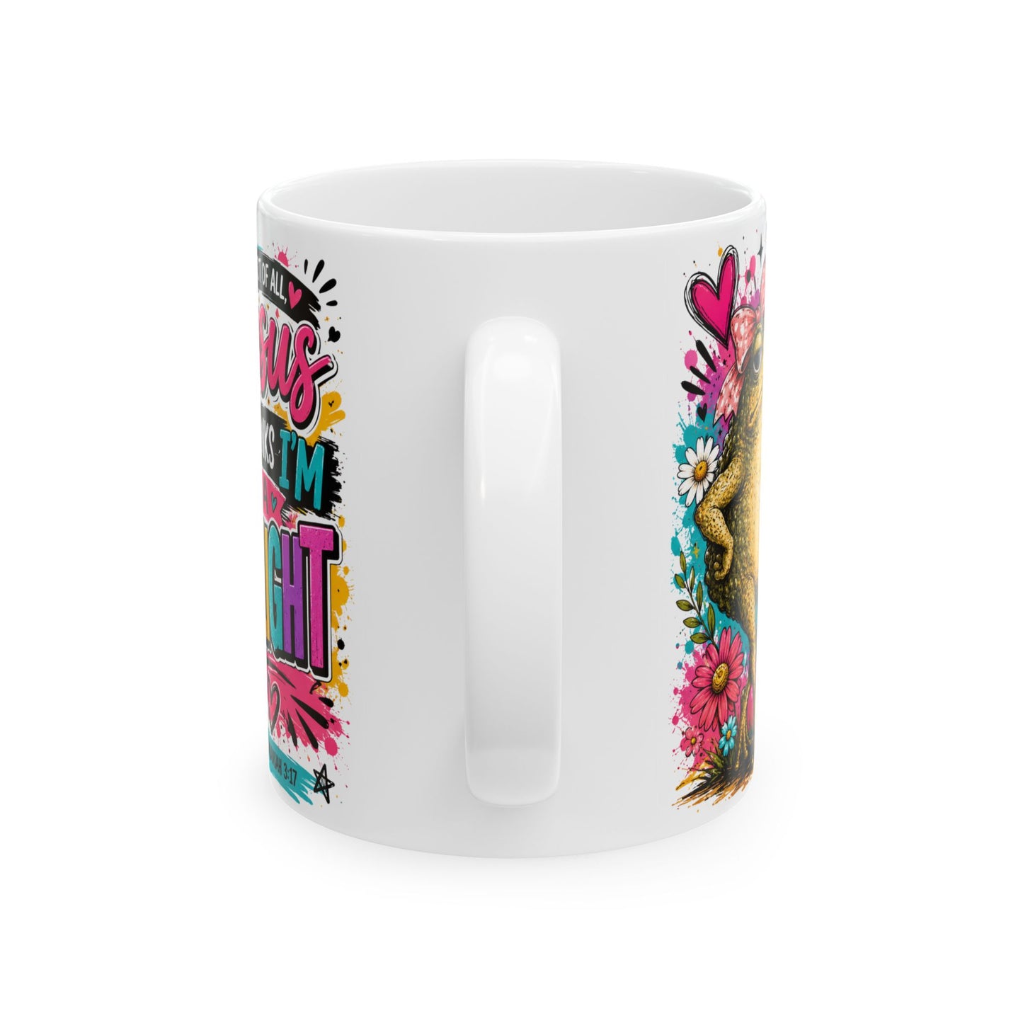 Jesus Thinks I am a Delight Mug | Colorful Frog Floral Scripture Design