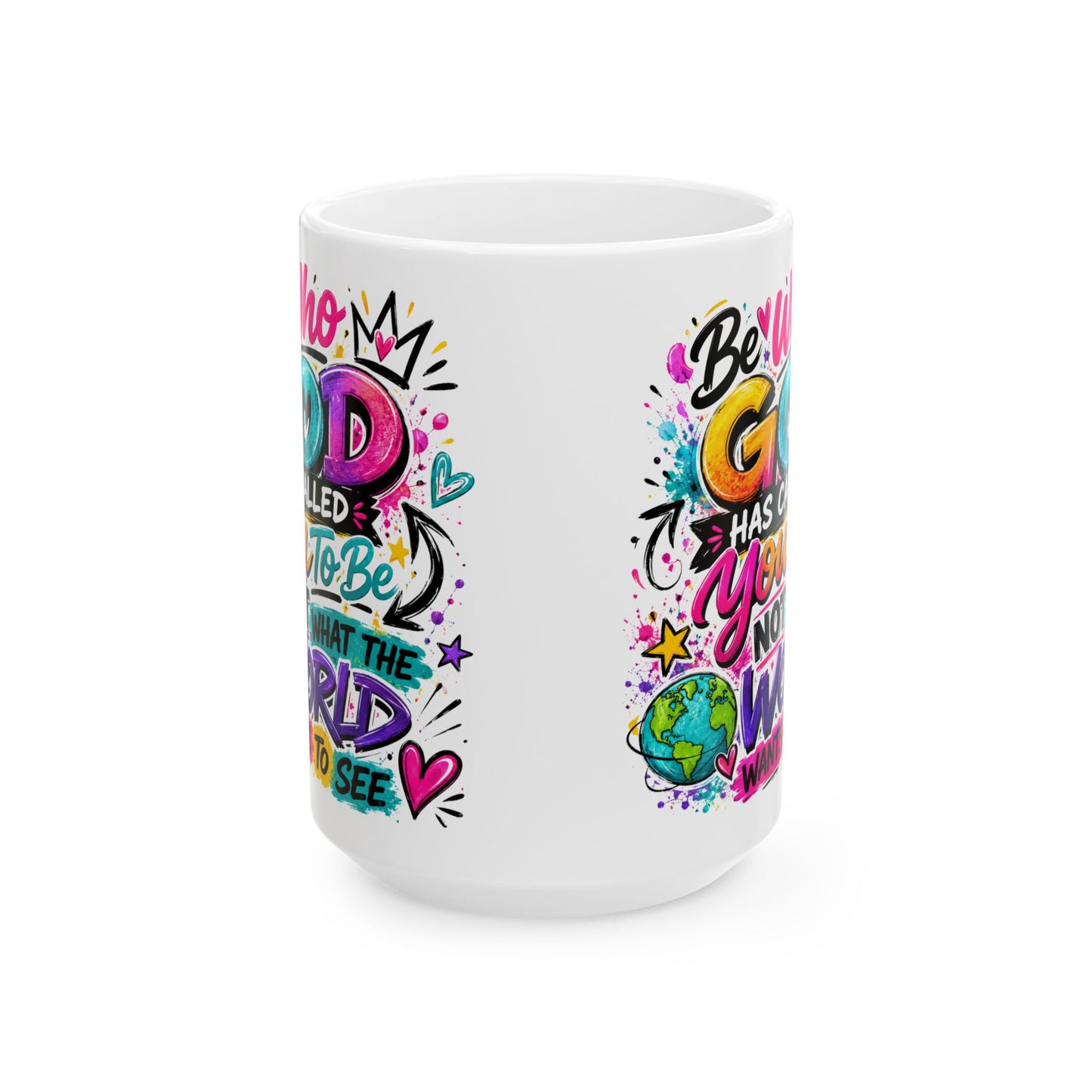Be Kind to the World Mug | Colorful Positive Quote Ceramic Coffee Cup